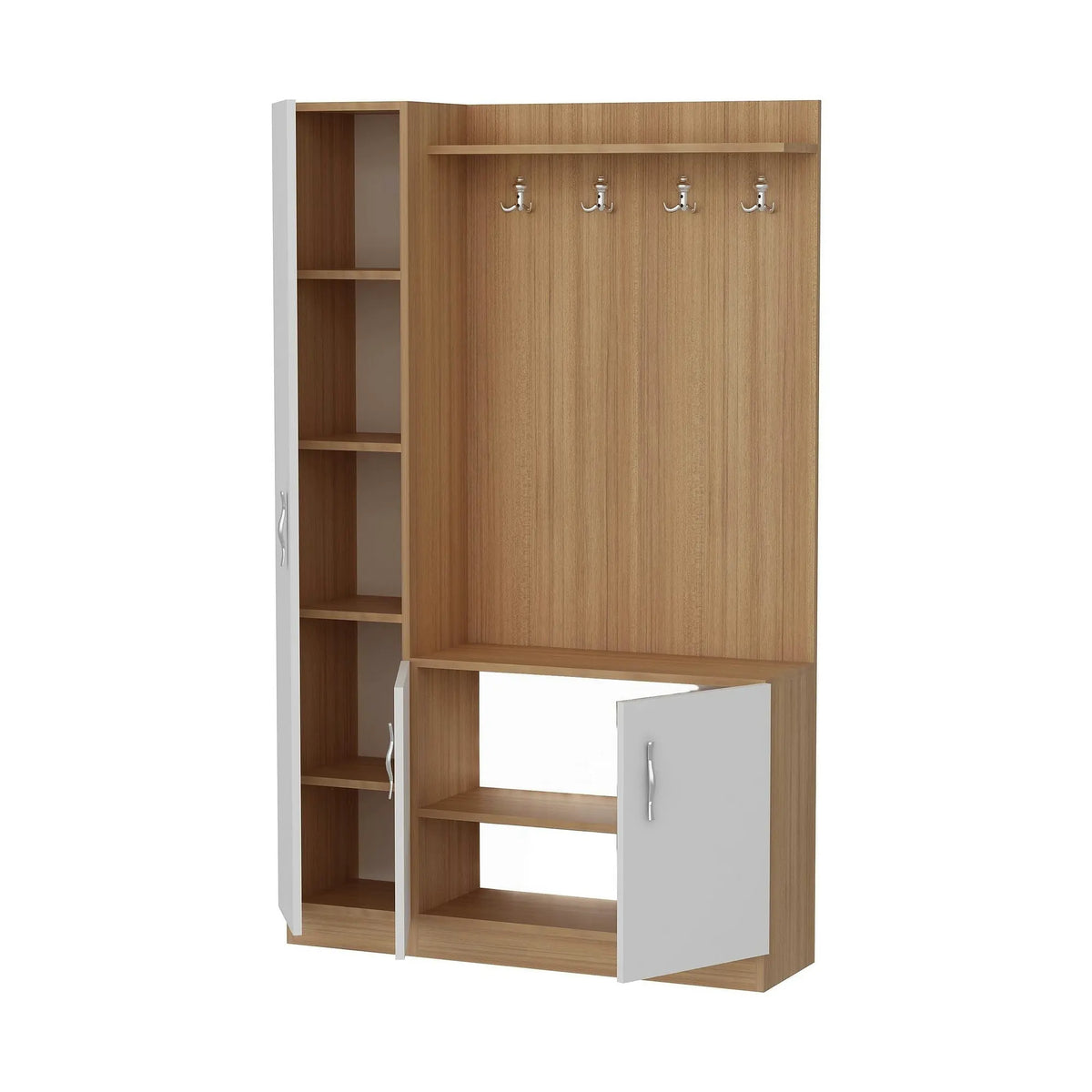 Mobilier hol NATUREL, alb/stejar, PAL melaminat, 110x32x180 cm