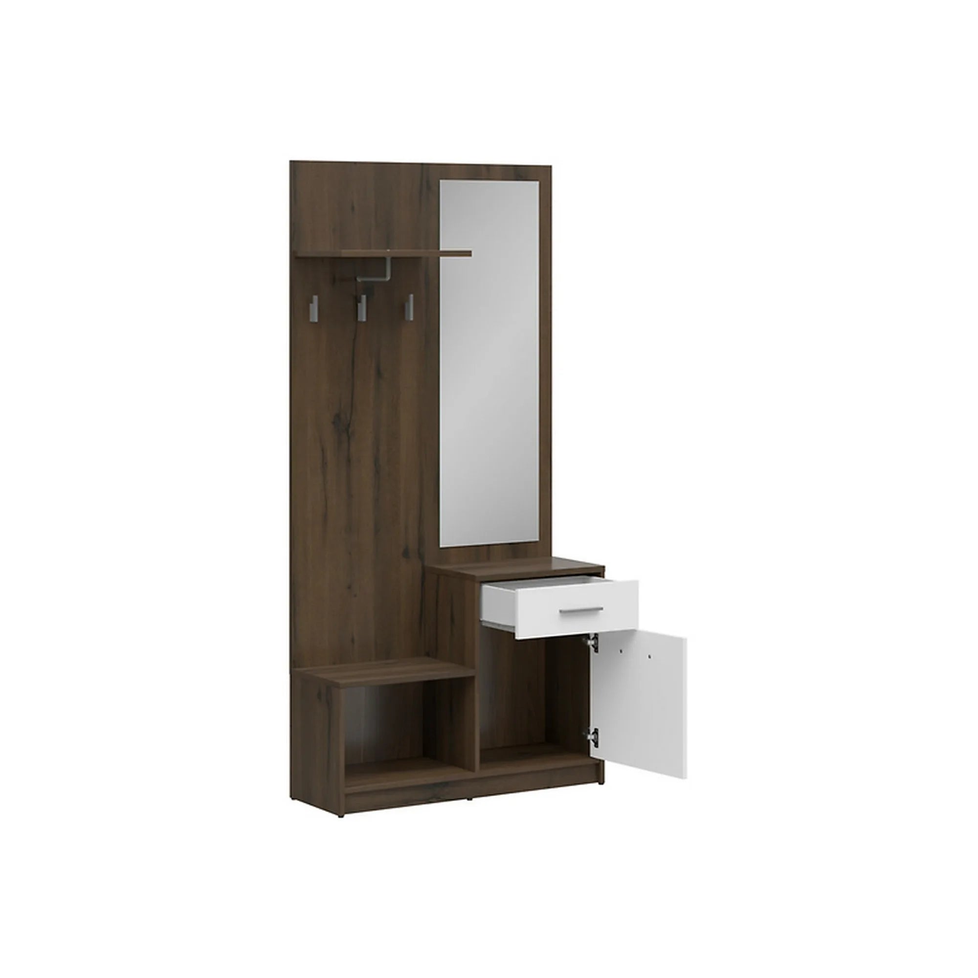 Mobilier hol NEPO PLUS, stejar nobil/alb, PAL laminat, 90x31x186 cm