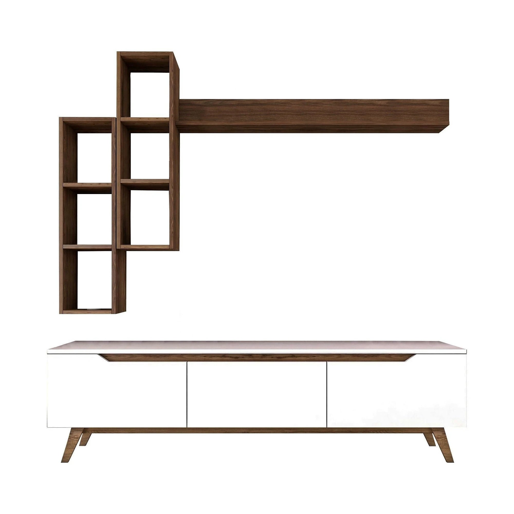 Mobilier living 893RAN1239, alb/nuc, PAL melaminat, 4 piese