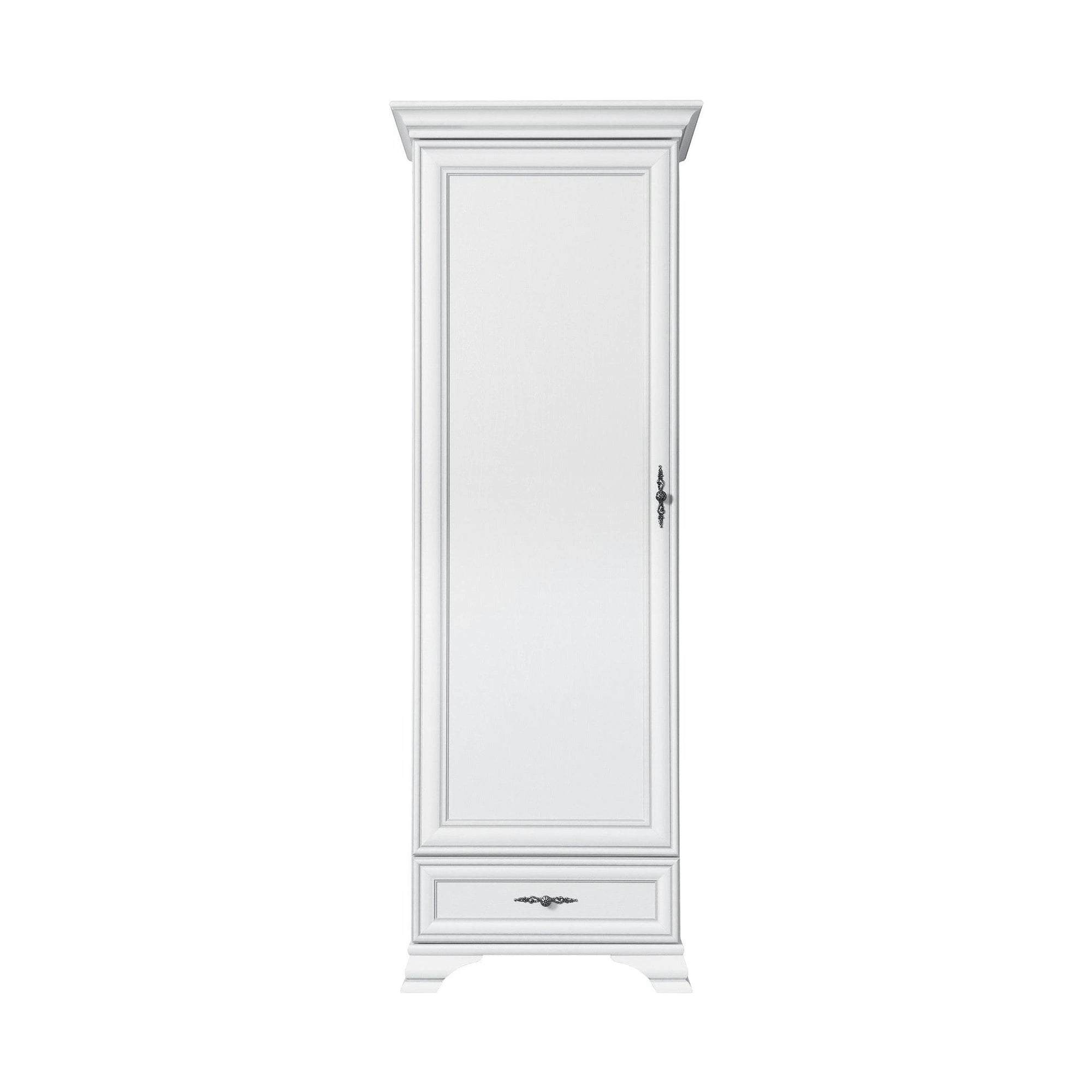 Mobilier living alb clasic IDENTO 7, format din vitrina, dulap, comoda, masuta cafea si comoda TV