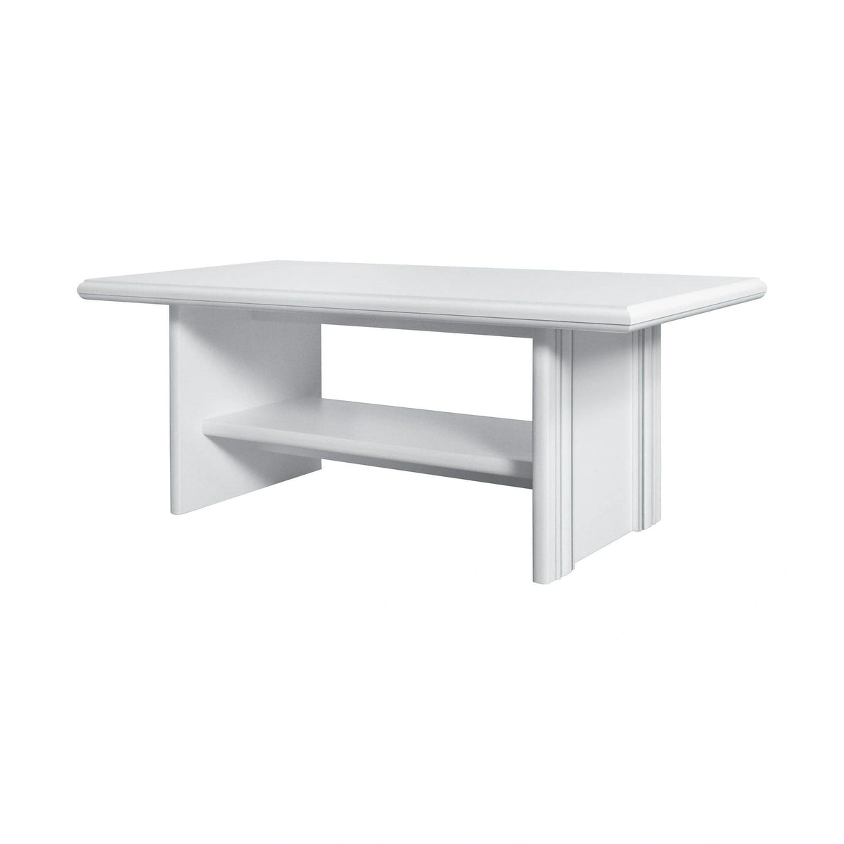 Mobilier living alb clasic IDENTO 7, format din vitrina, dulap, comoda, masuta cafea si comoda TV