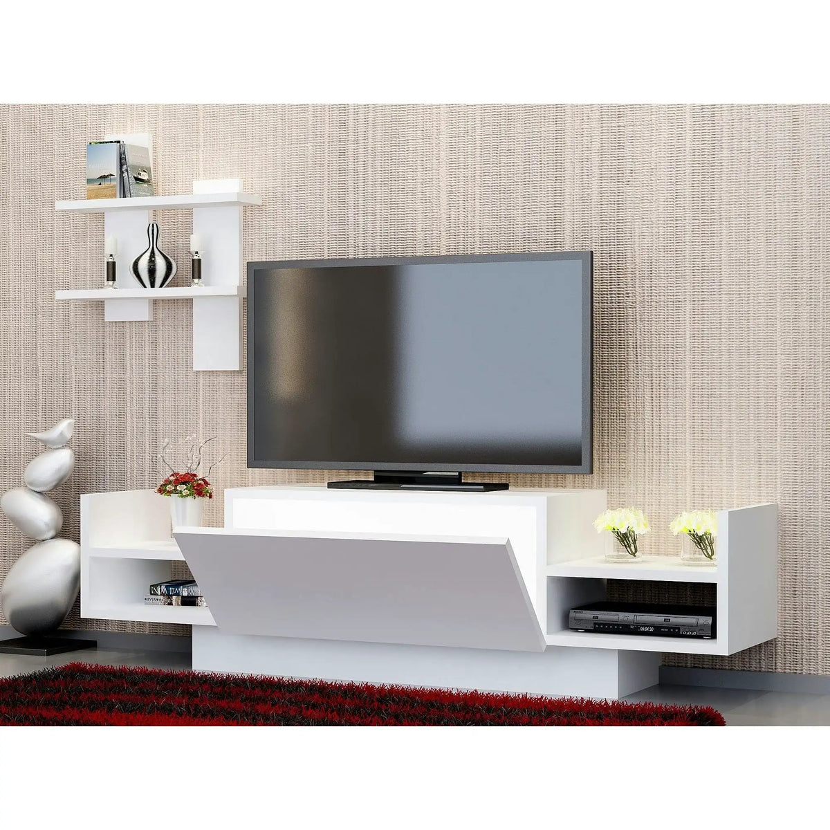 Mobilier living BAHAR, alb, PAL melaminat, 2 piese