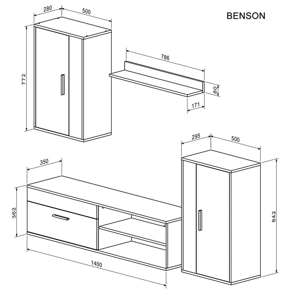 Mobilier living BENSON, stejar artisan/casmir, PAL