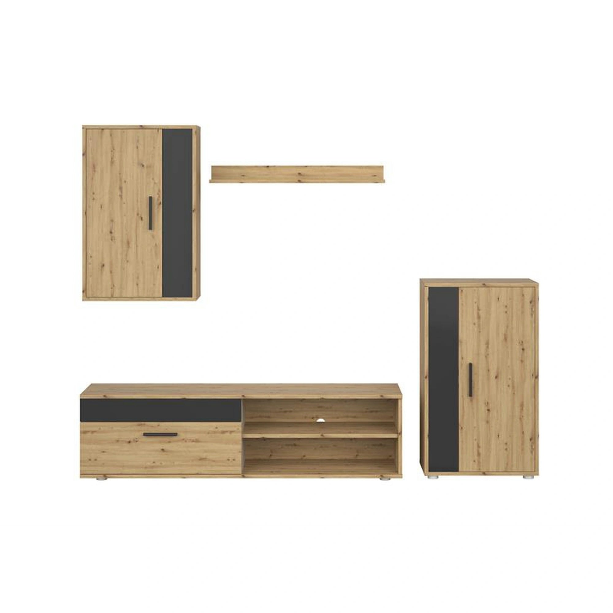 Mobilier living BENSON, stejar artisan/negru, PAL