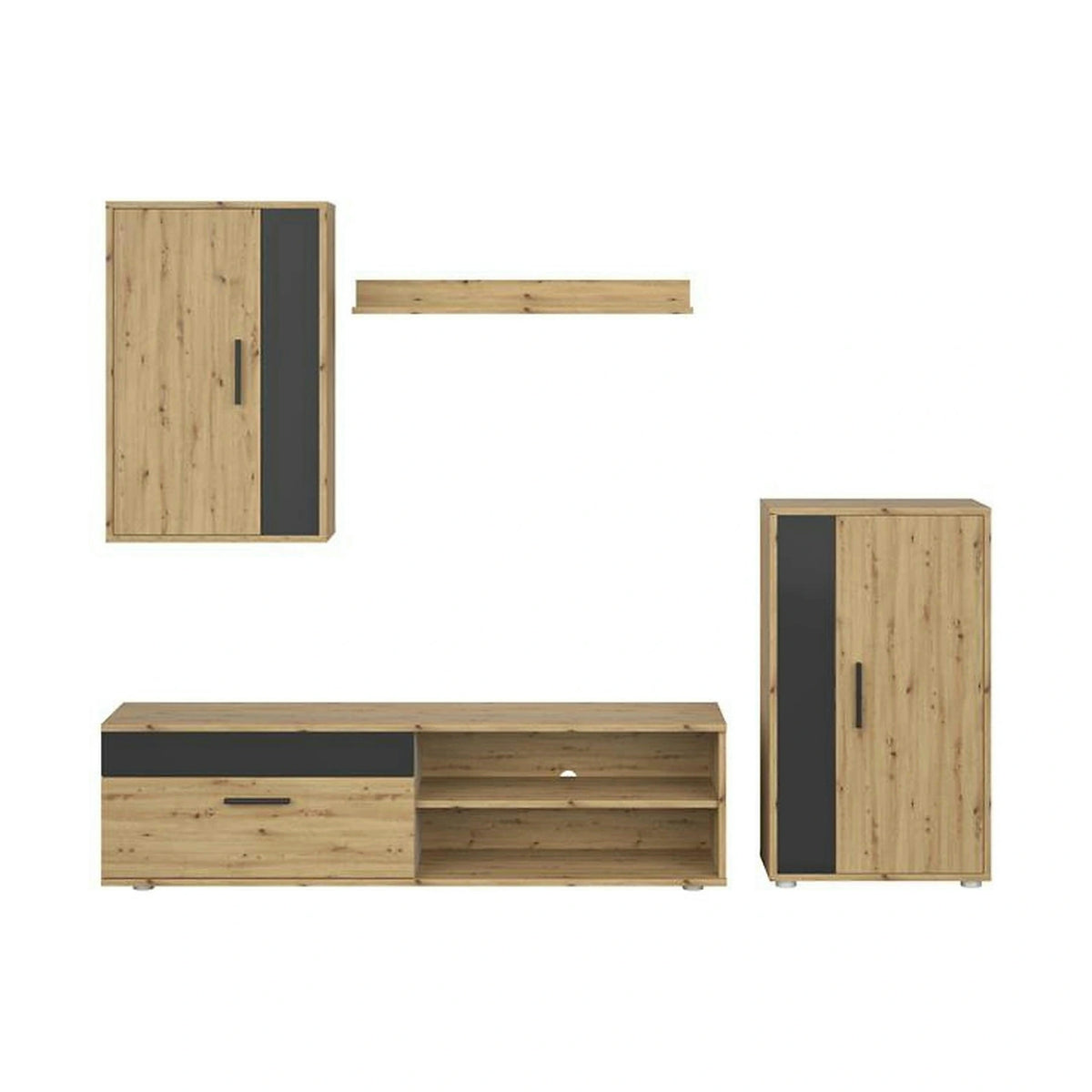Mobilier living BENSON, stejar artisan/negru, PAL