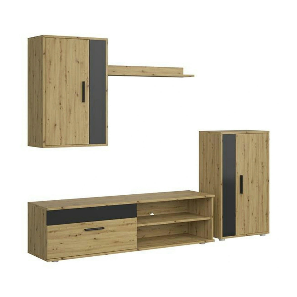 Mobilier living BENSON, stejar artisan/negru, PAL
