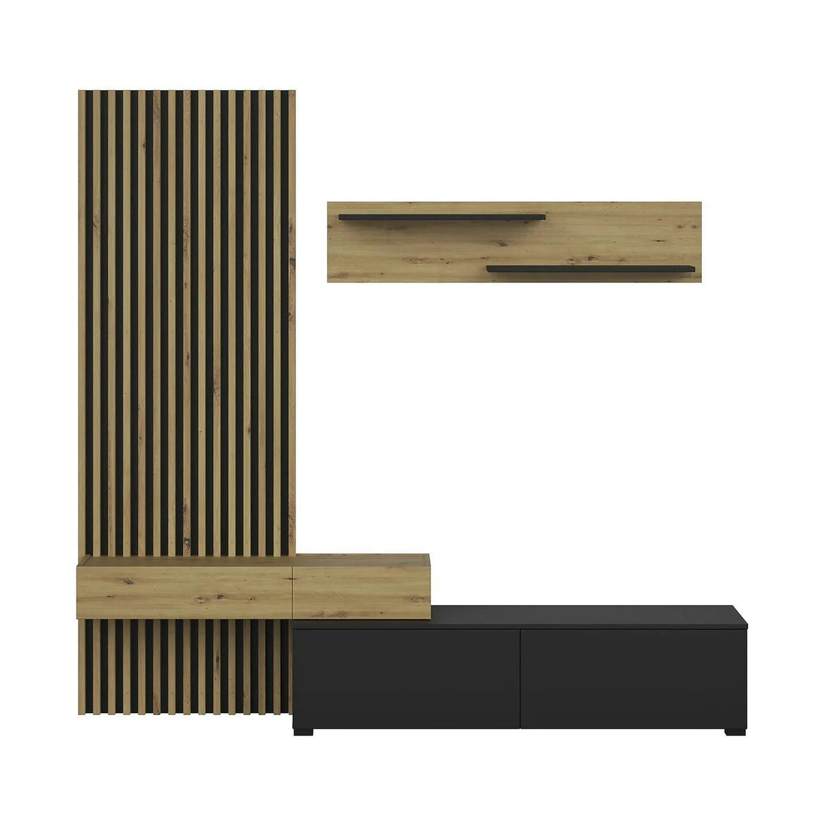 Mobilier living CAMINO, stejar artisan/negru, PAL laminat