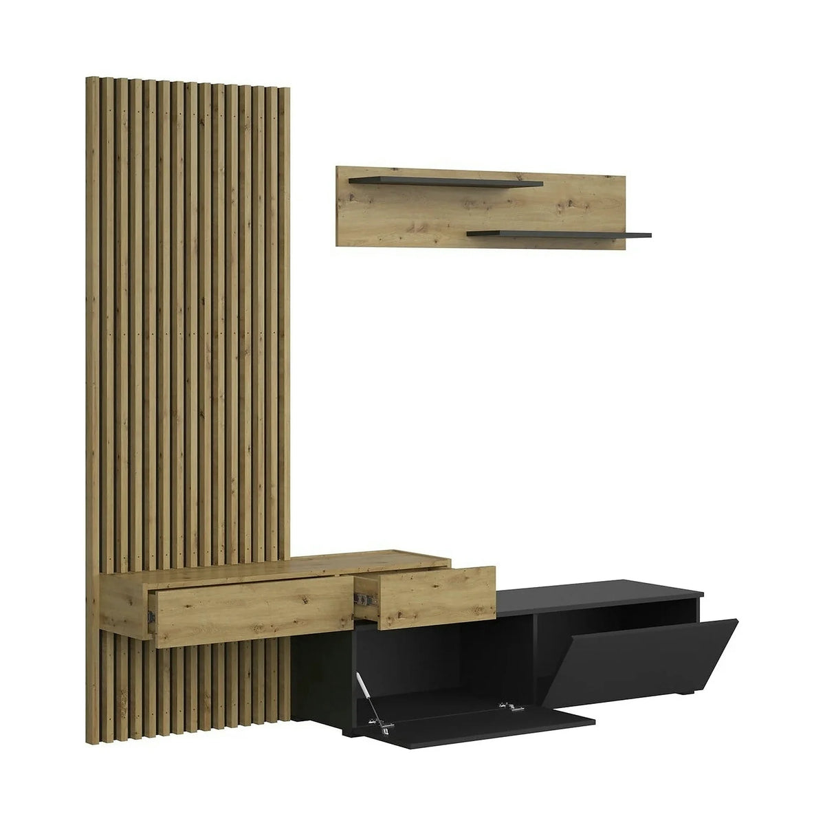 Mobilier living CAMINO, stejar artisan/negru, PAL laminat