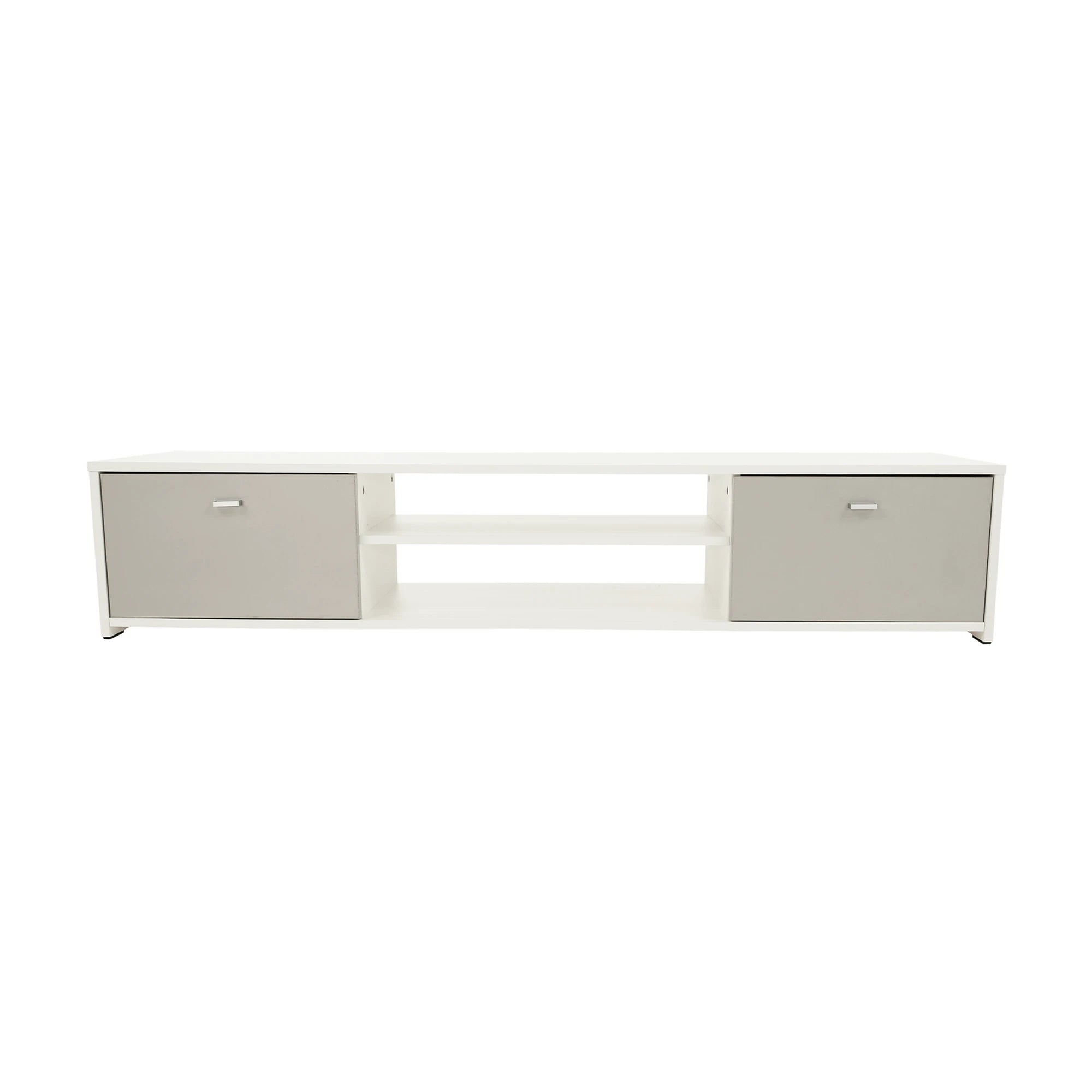 Mobilier living GENTA, PAL melaminat, alb/gri, 4 piese, 210x42x180 cm