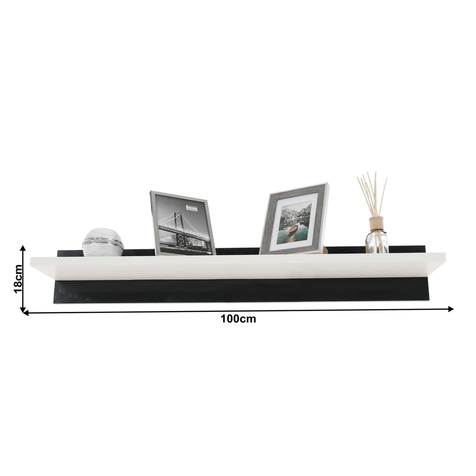 Mobilier living LEO, alb/negru lucios, PAL melaminat/sticla, cu iluminare LED, 7 piese, 250x42x180 cm