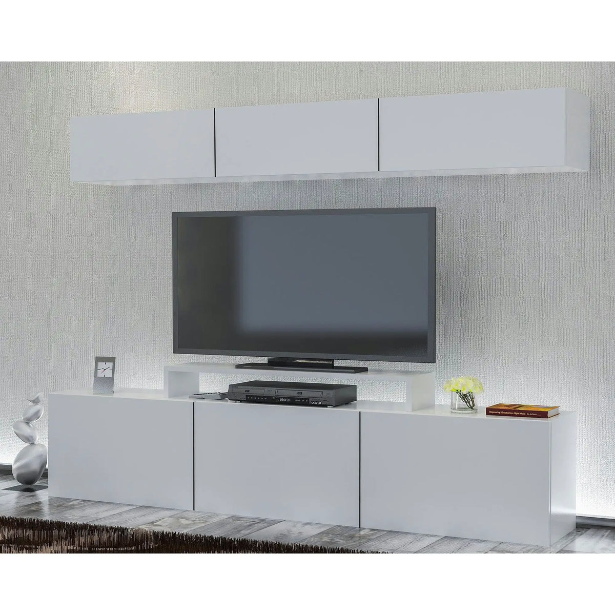 Mobilier living LINE, alb, PAL melaminat, 2 piese