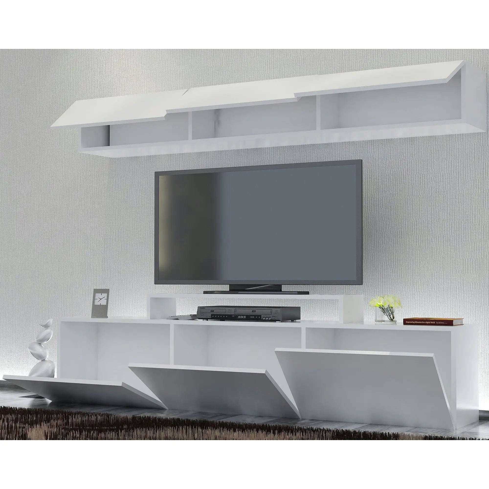 Mobilier living LINE, alb, PAL melaminat, 2 piese