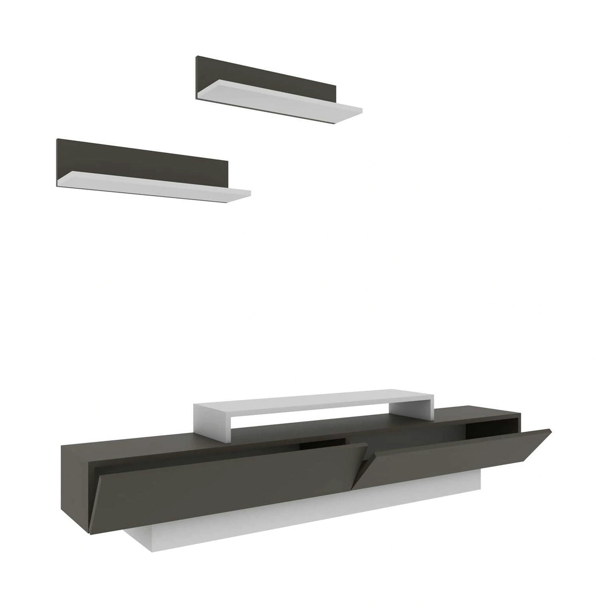Mobilier living LUSI, maro/alb, PAL melaminat, 3 piese
