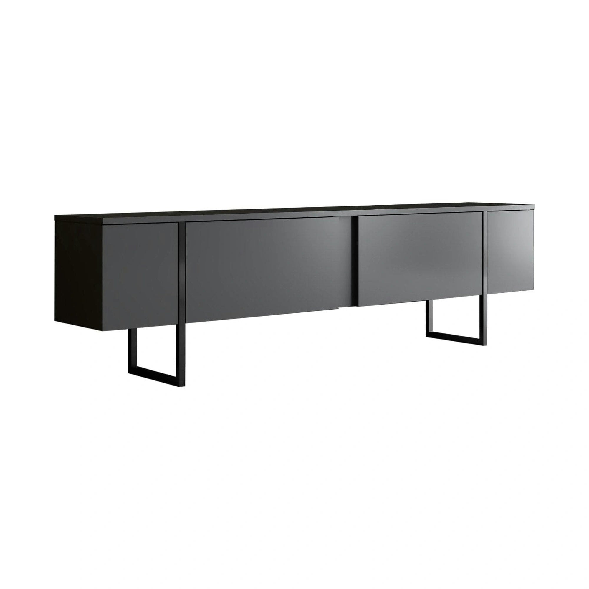 Mobilier living LUXE, gri antracit/negru, PAL melaminat/metal, 2 piese