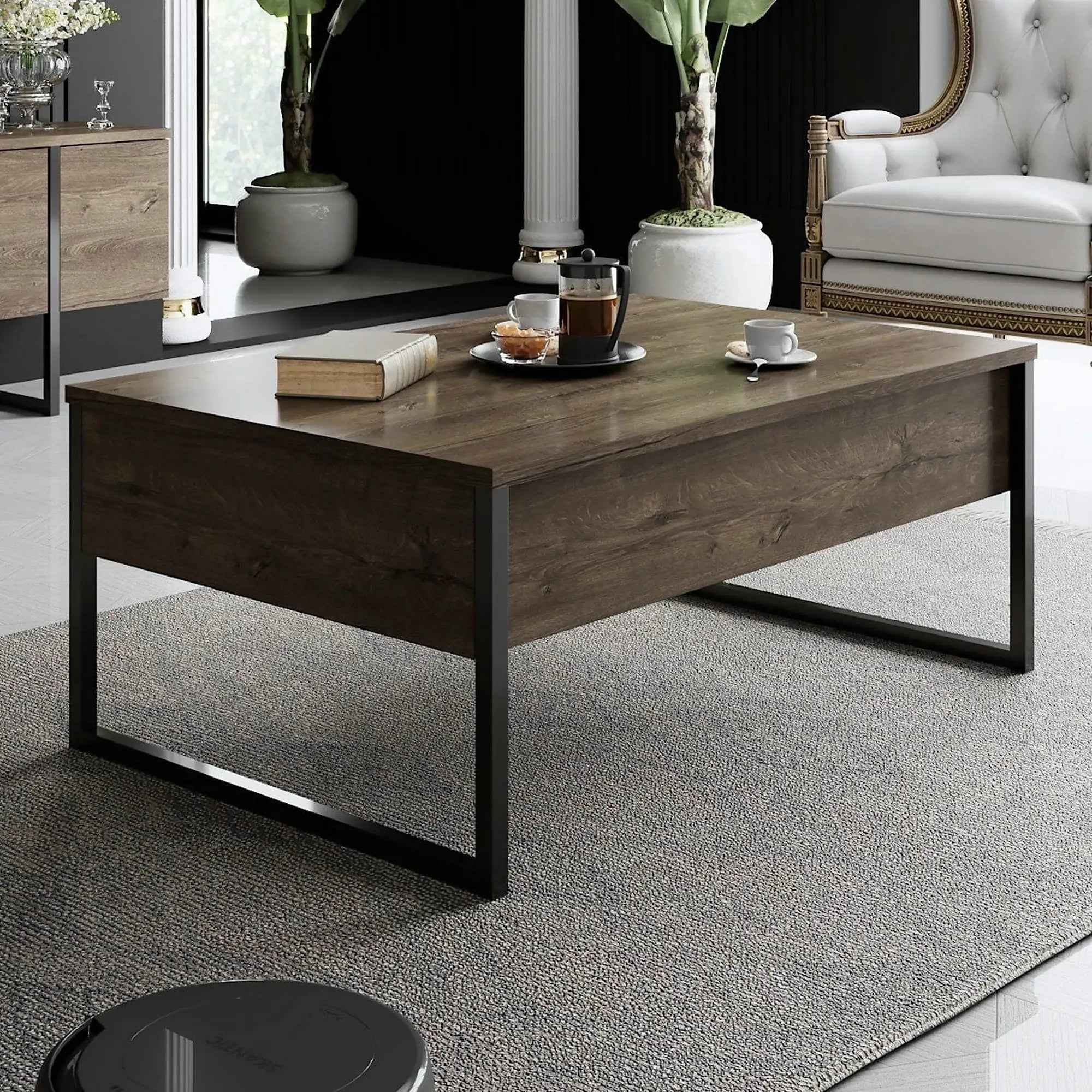Mobilier living LUXE, nuc/negru, PAL melaminat/metal, 2 piese