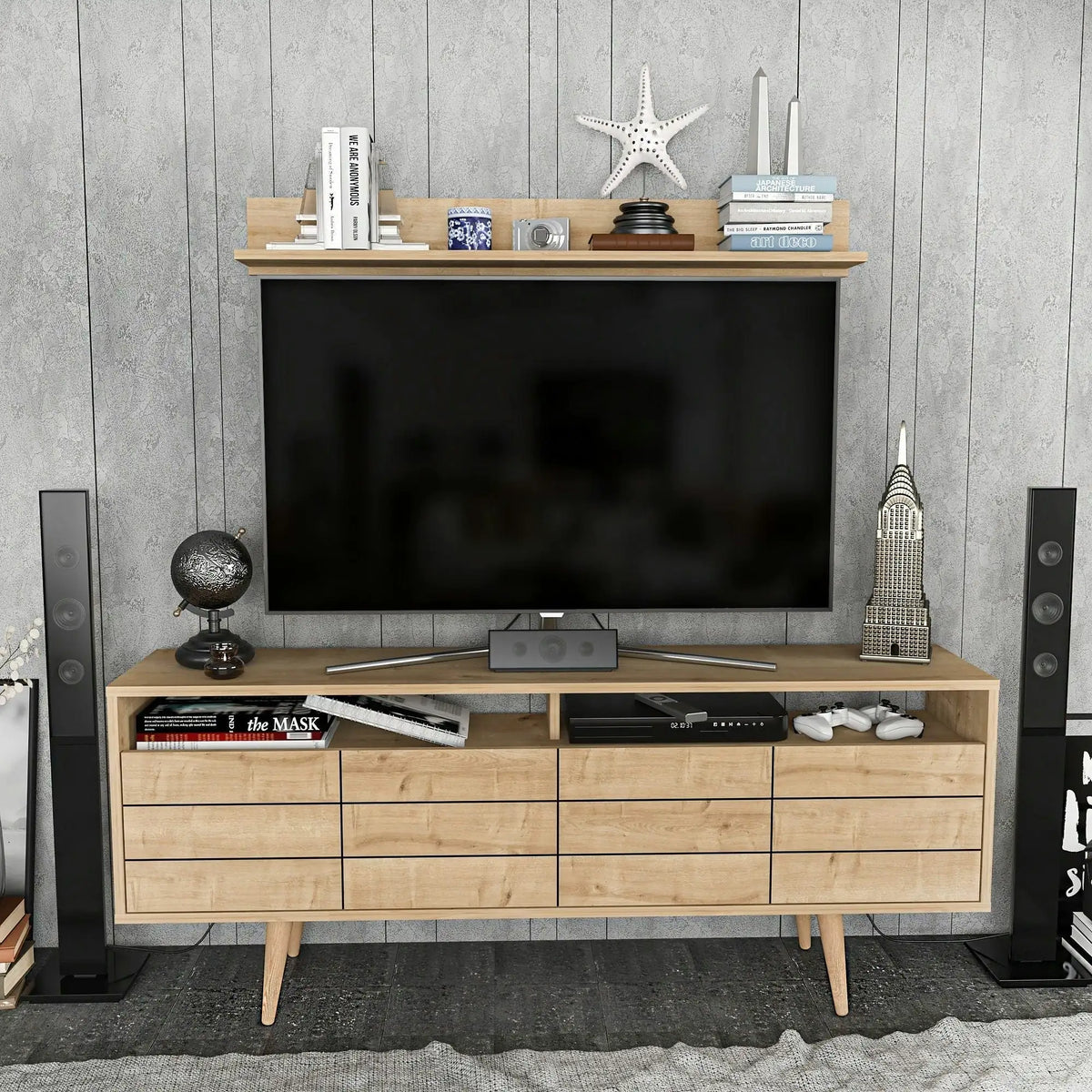 Mobilier living OLA, stejar, PAL melaminat, 2 piese