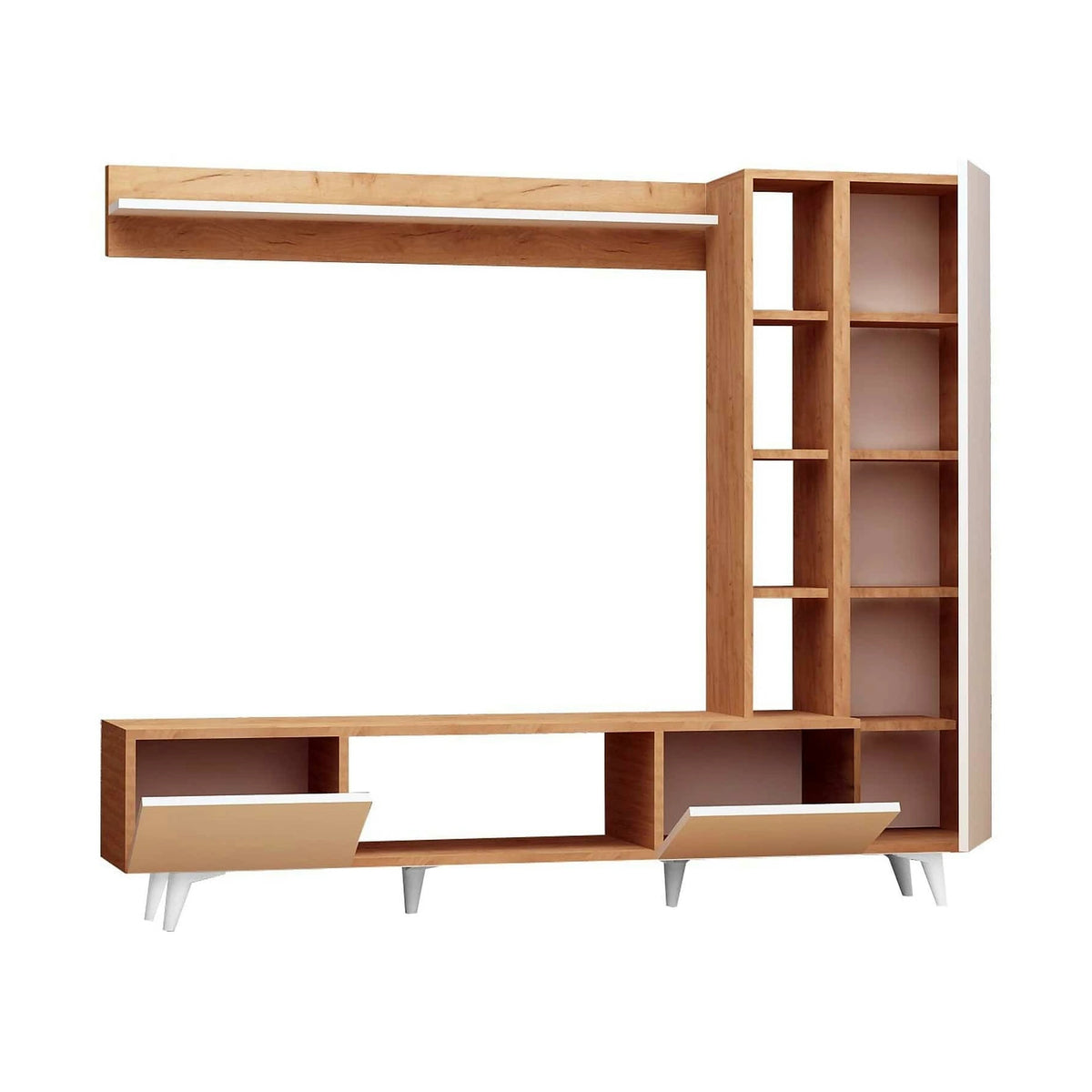 Mobilier living RAMBUTY, alb/stejar, PAL melaminat, 3 piese, 170x37x154 cm