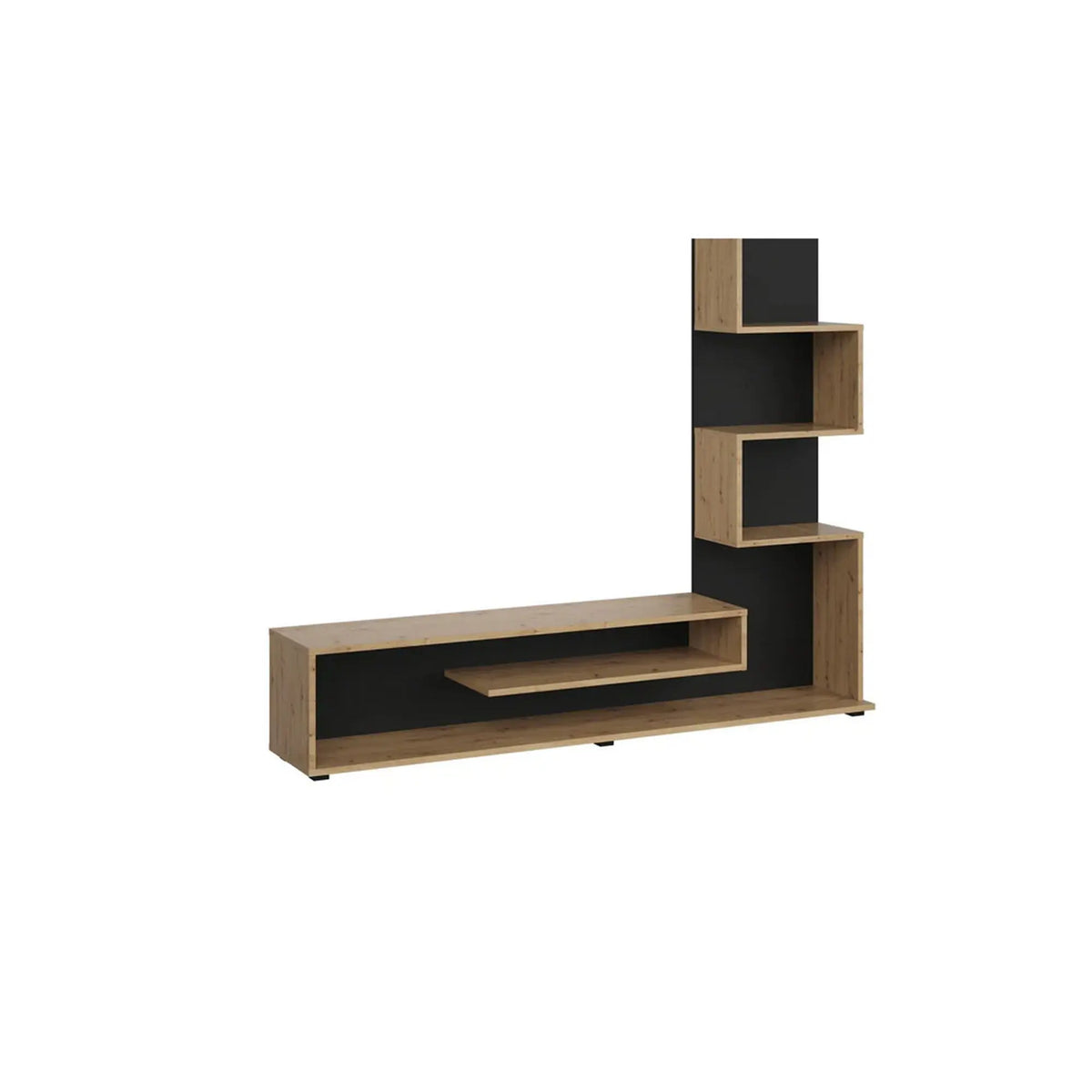 Mobilier living SNAKE, stejar artisan/negru, PAL, 160x29x130 cm