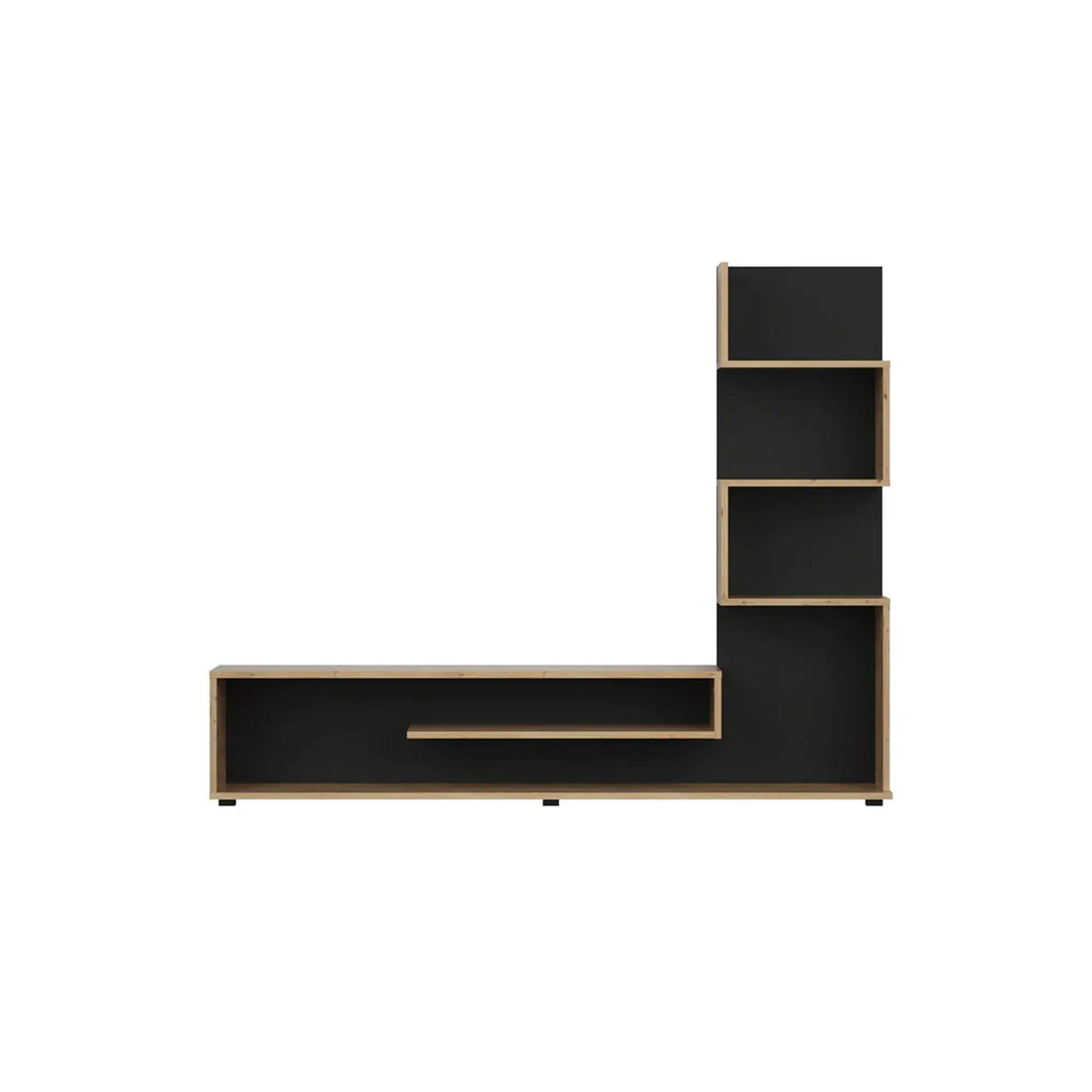Mobilier living SNAKE, stejar artisan/negru, PAL, 160x29x130 cm