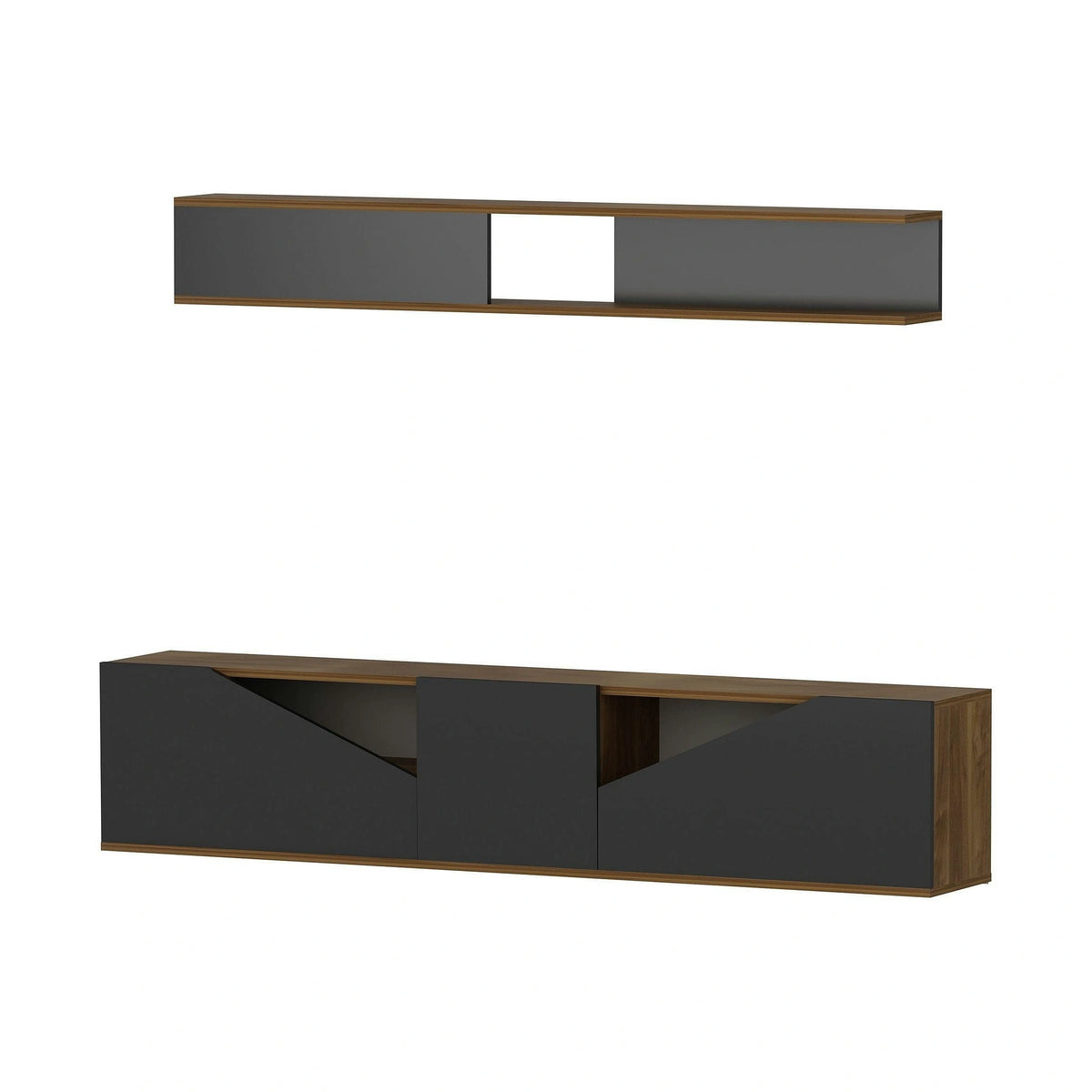 Mobilier living TAC, negru/nuc, PAL melaminat, 2 piese