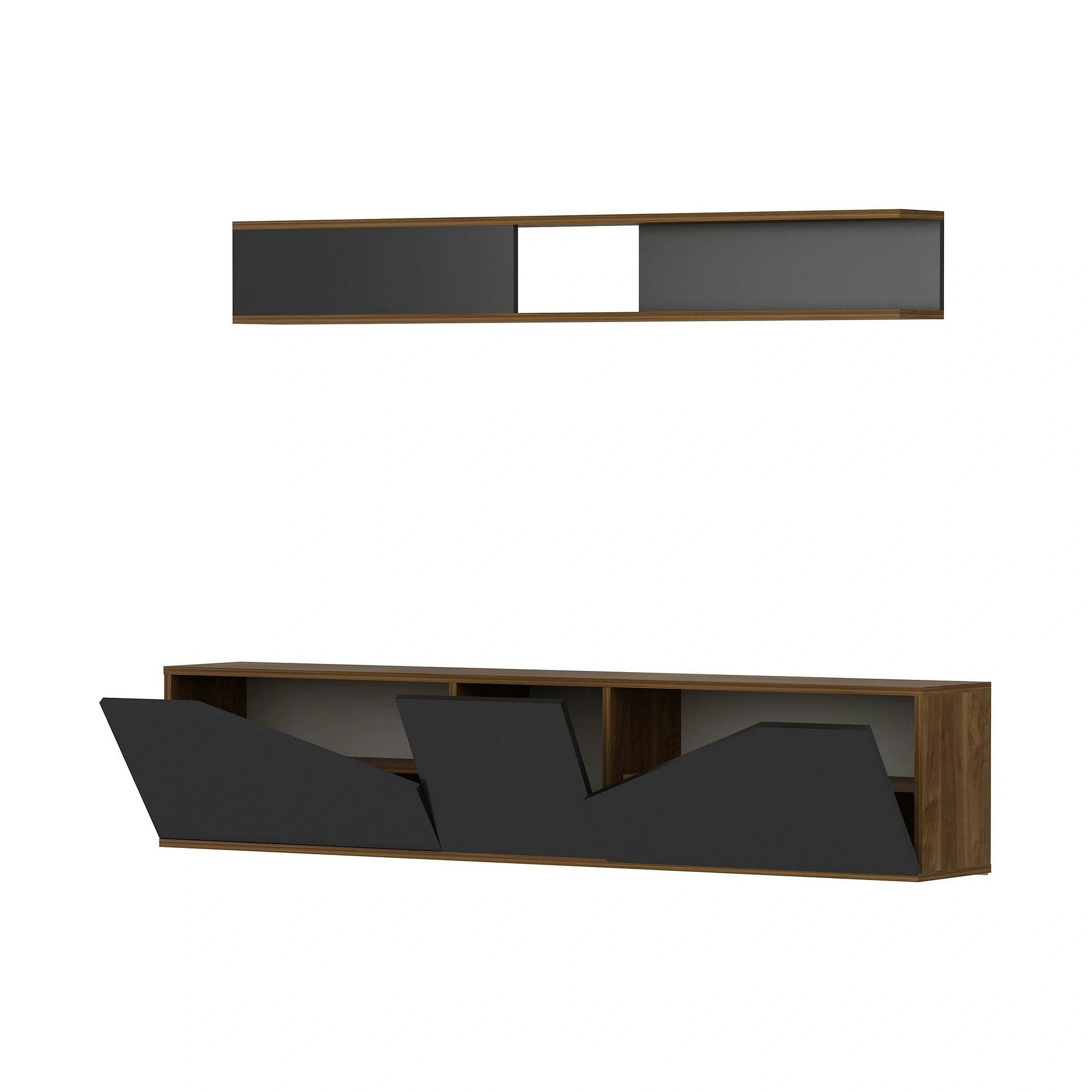 Mobilier living TAC, negru/nuc, PAL melaminat, 2 piese
