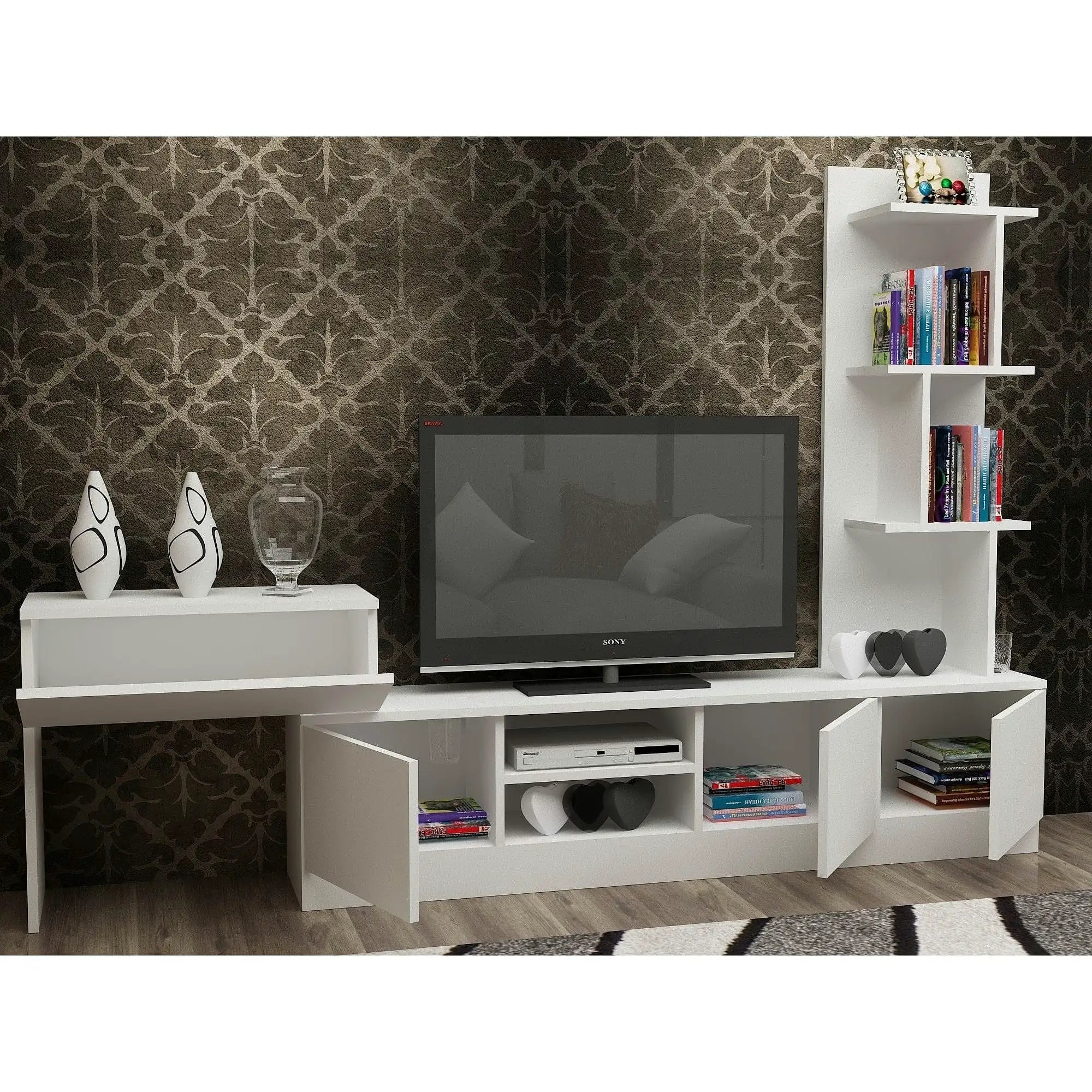 Mobilier living TEAM, alb, PAL melaminat, 3 piese