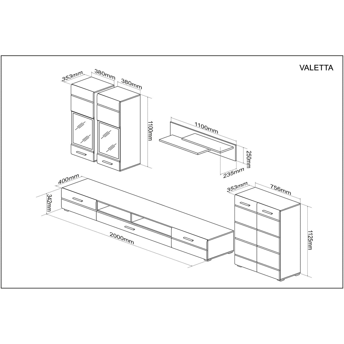 Mobilier living VALETTA, casmir, PAL
