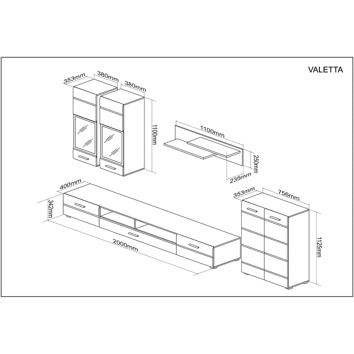 Mobilier living VALETTA, casmir, PAL