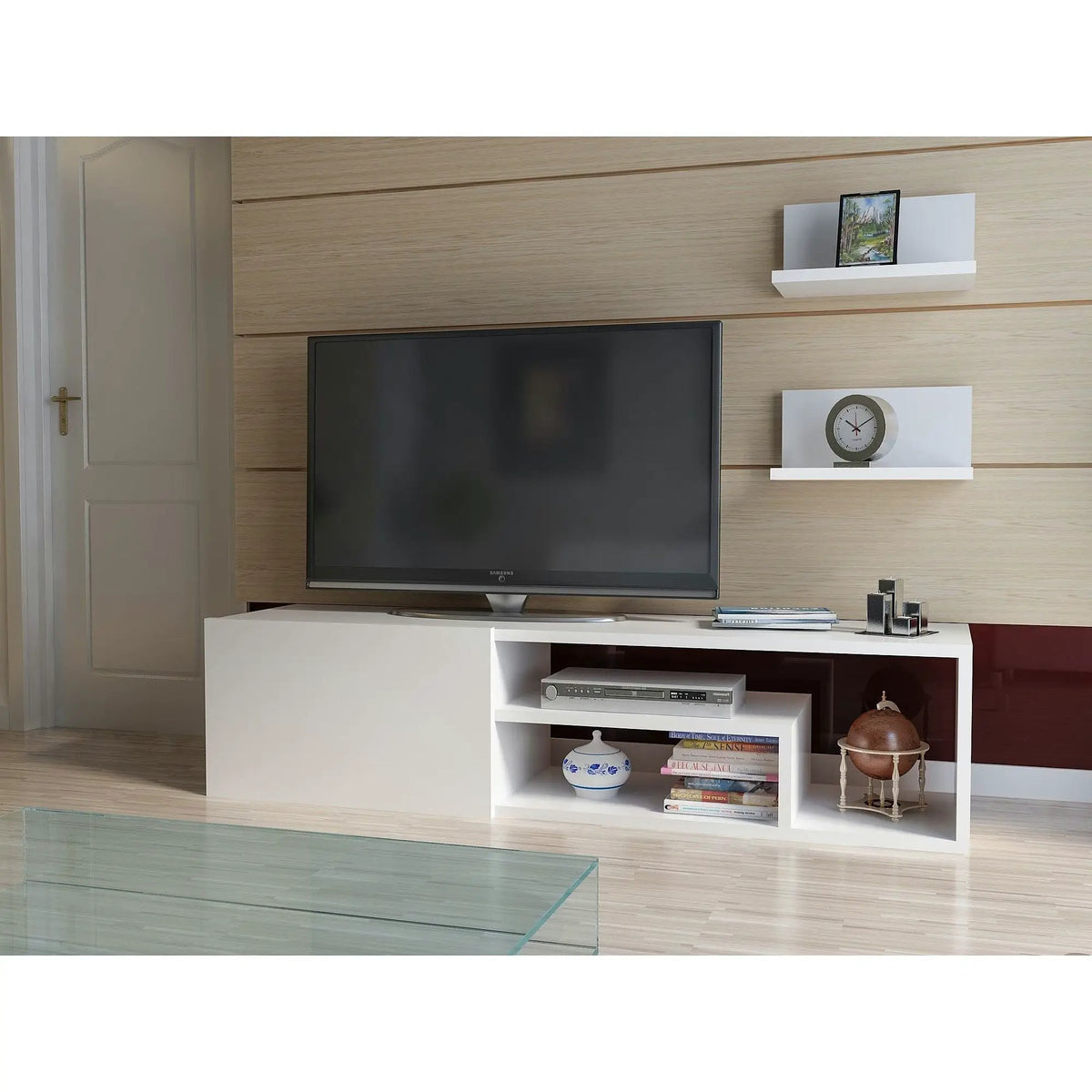 Mobilier living ZEPLIN, alb, PAL melaminat, 3 piese