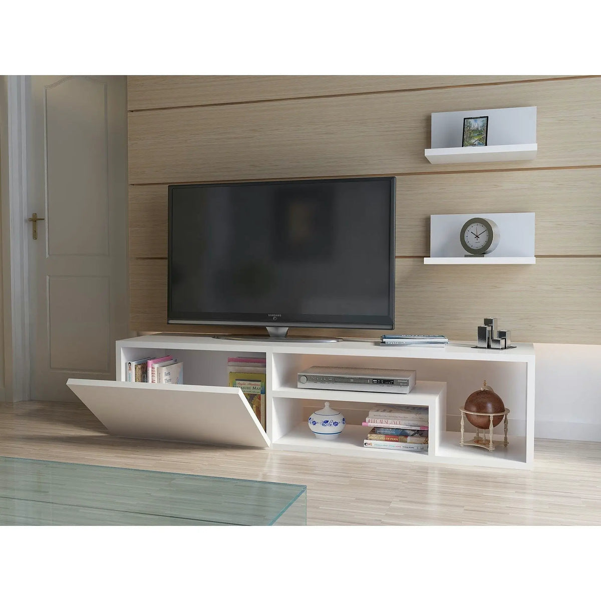 Mobilier living ZEPLIN, alb, PAL melaminat, 3 piese