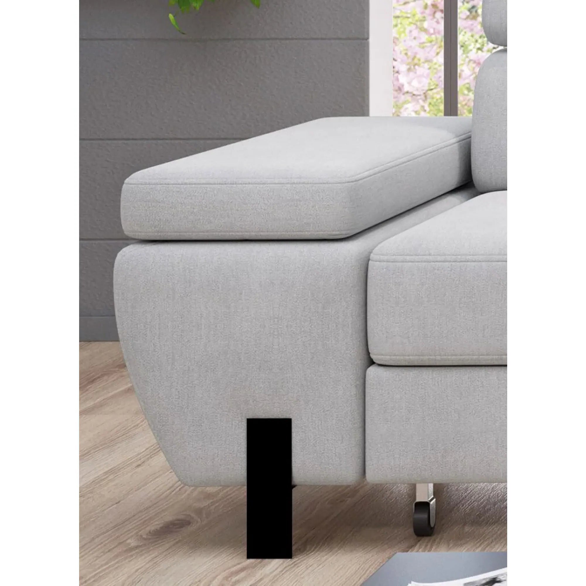 Coltar extensibil MOLINA L, personalizabil materiale gama Premium, cu lada depozitare si tetiere reglabile, 263x210x90 cm