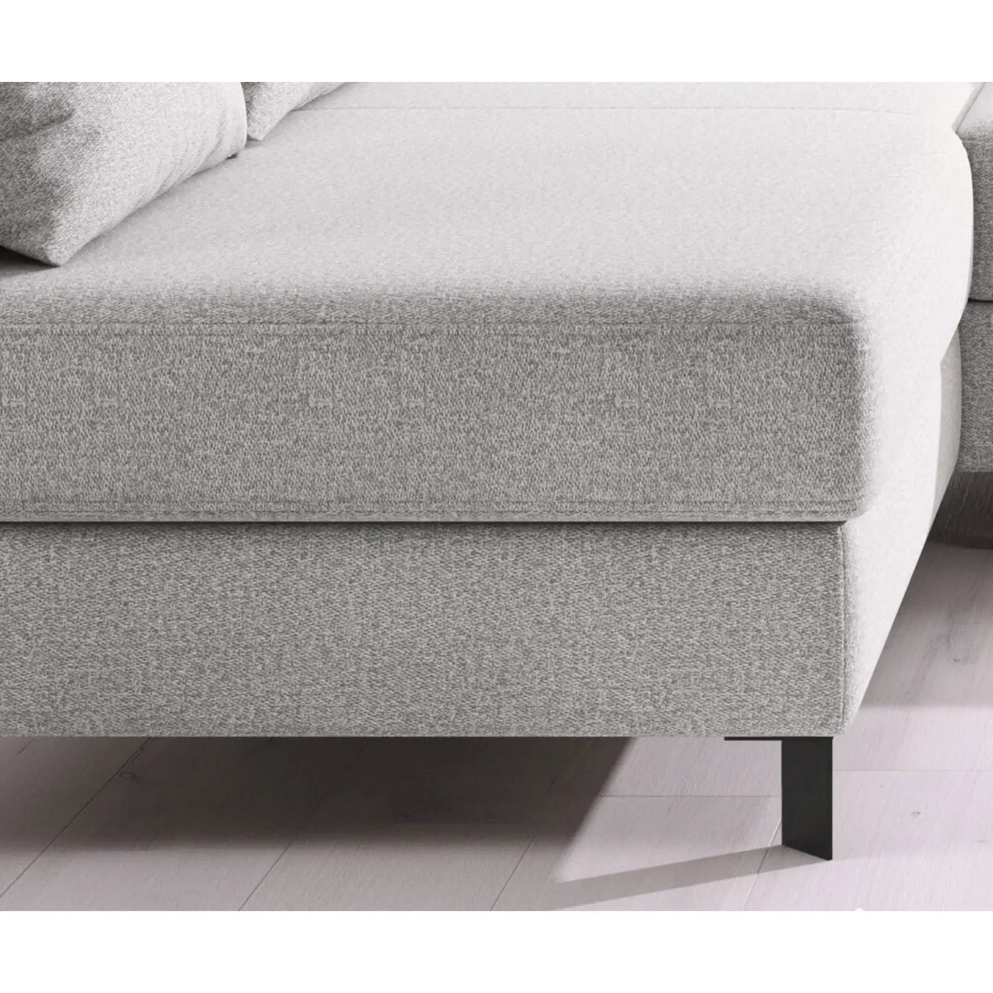 Coltar extensibil MOLINA MINI, sezlong stanga, stofa catifelata bej - Palladium 02, Gama Premium, cu lada depozitare, 277x189x90 cm