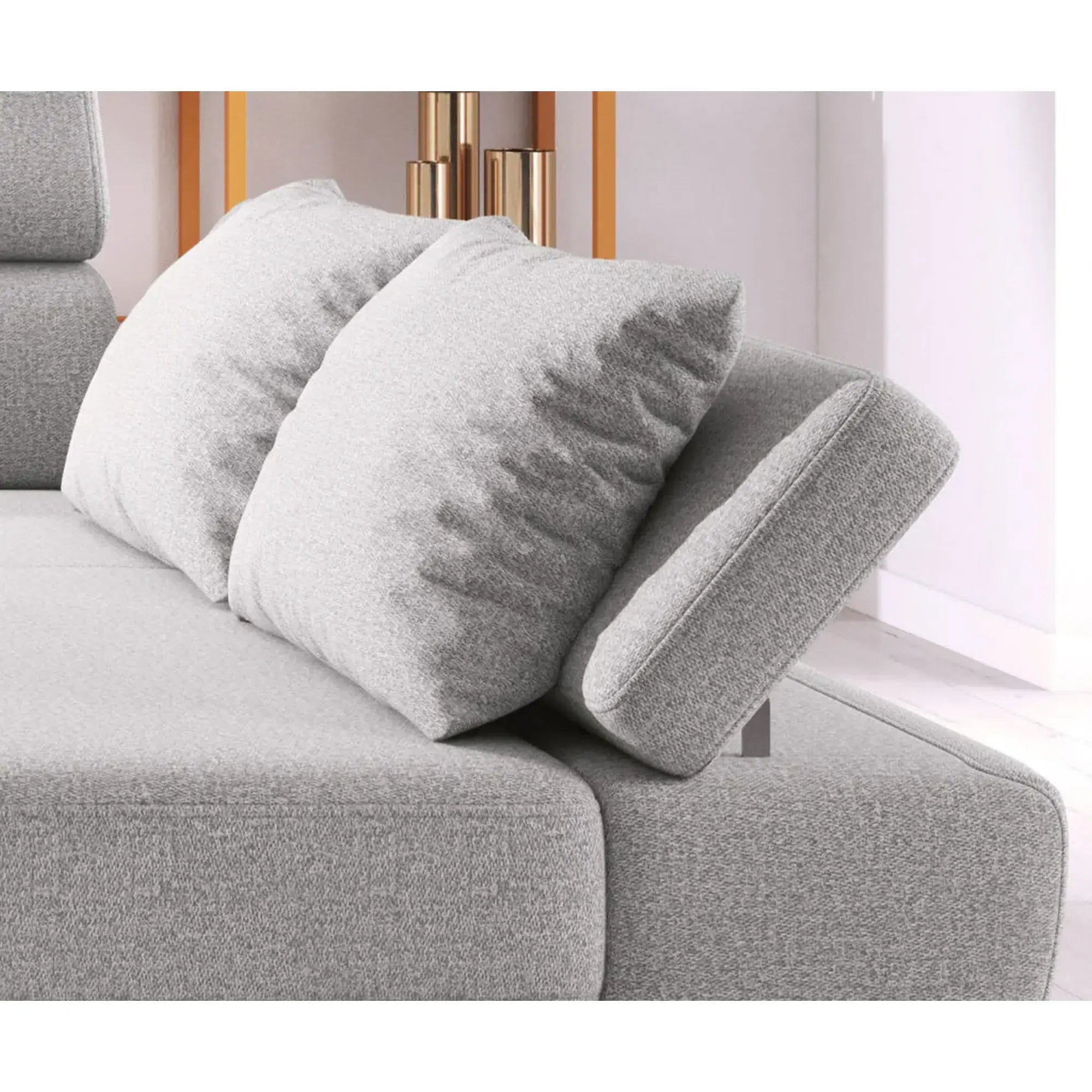 Coltar extensibil MOLINA MINI, sezlong dreapta, stofa catifelata gri - Salvador 13, cu lada depozitare, 277x189x90 cm