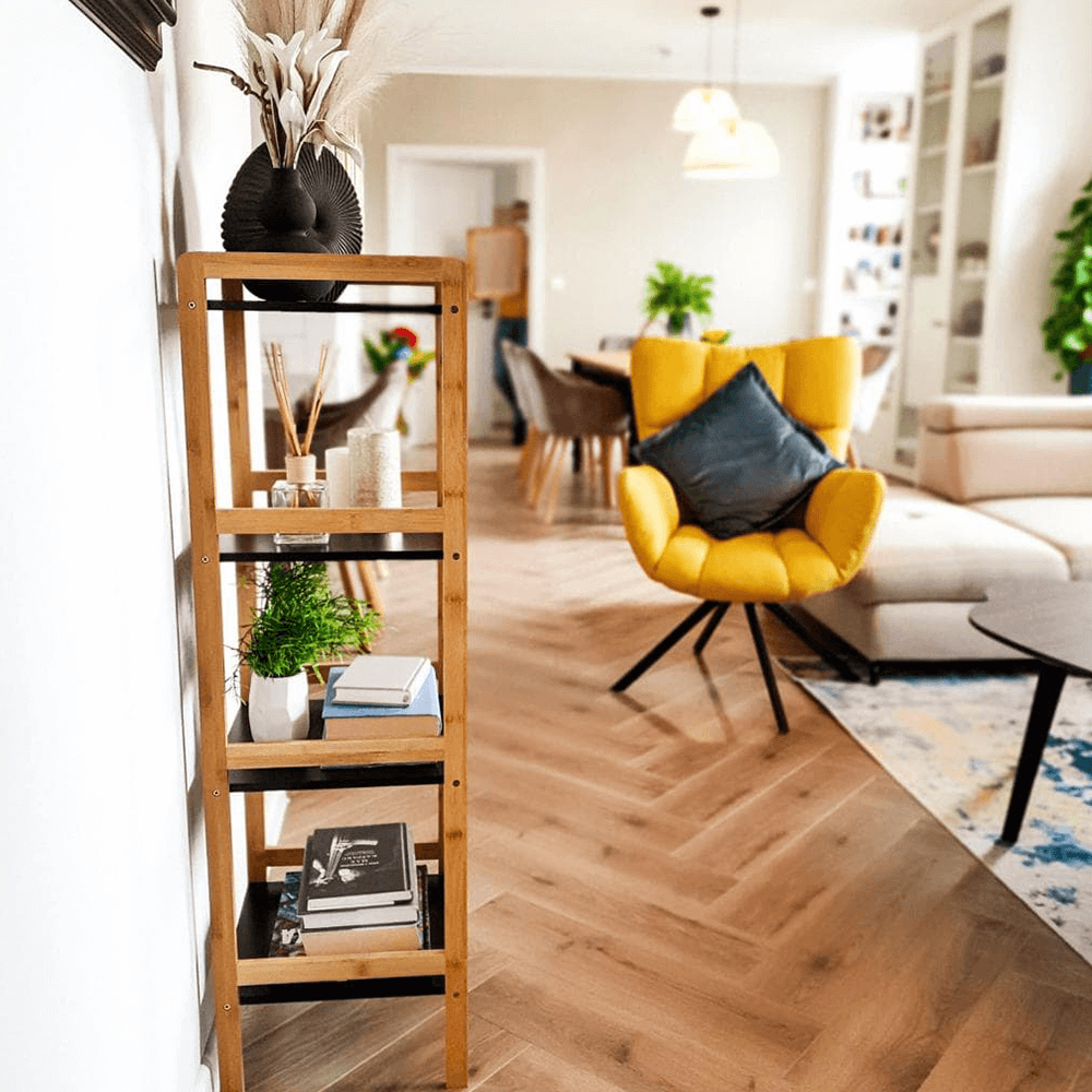 Etajera NAOKO, stejar natural/negru, 33x34x110 cm