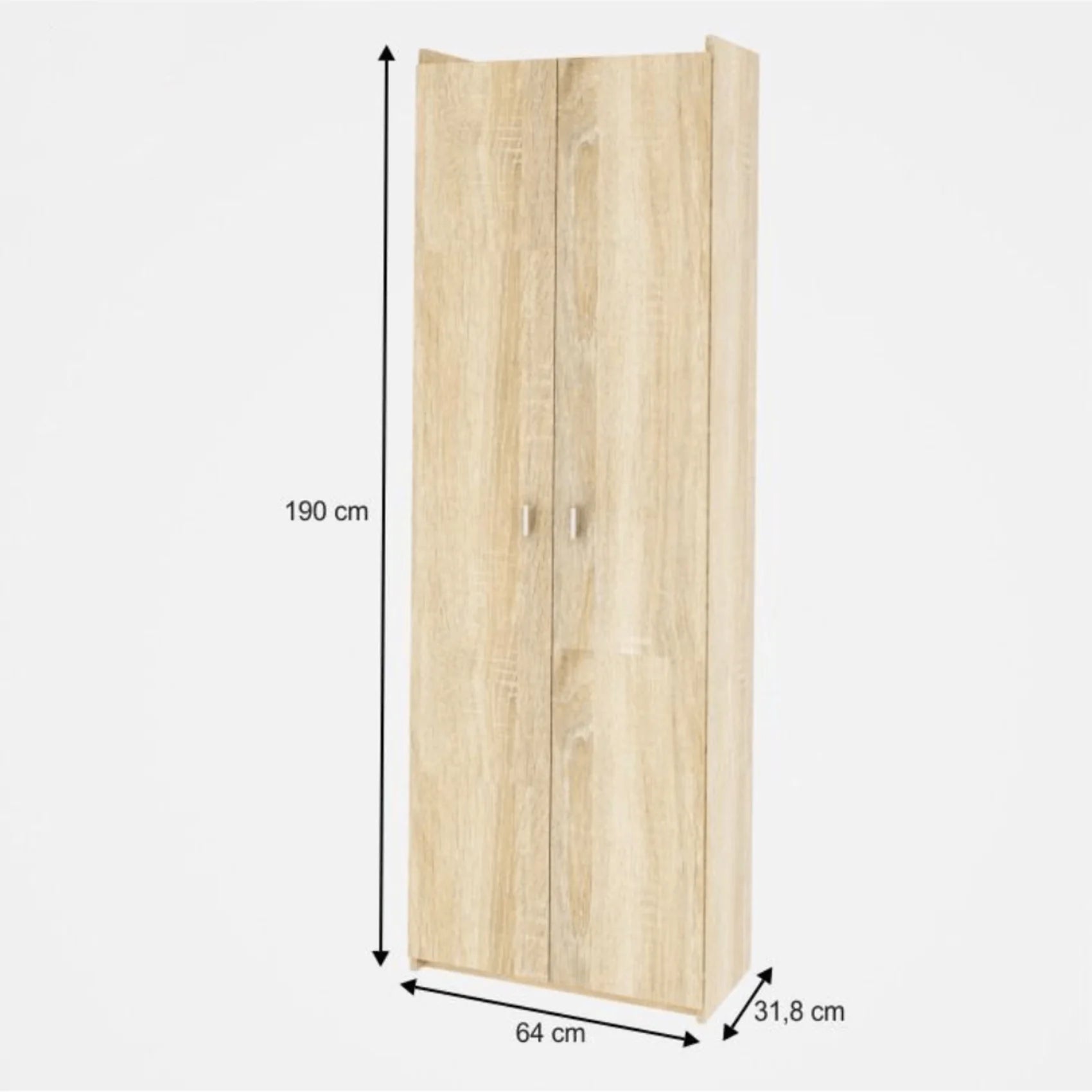 Dulap NATALI TYP 2, stejar sonoma, PAL melaminat, cu 2 usi, 64x32x190 cm