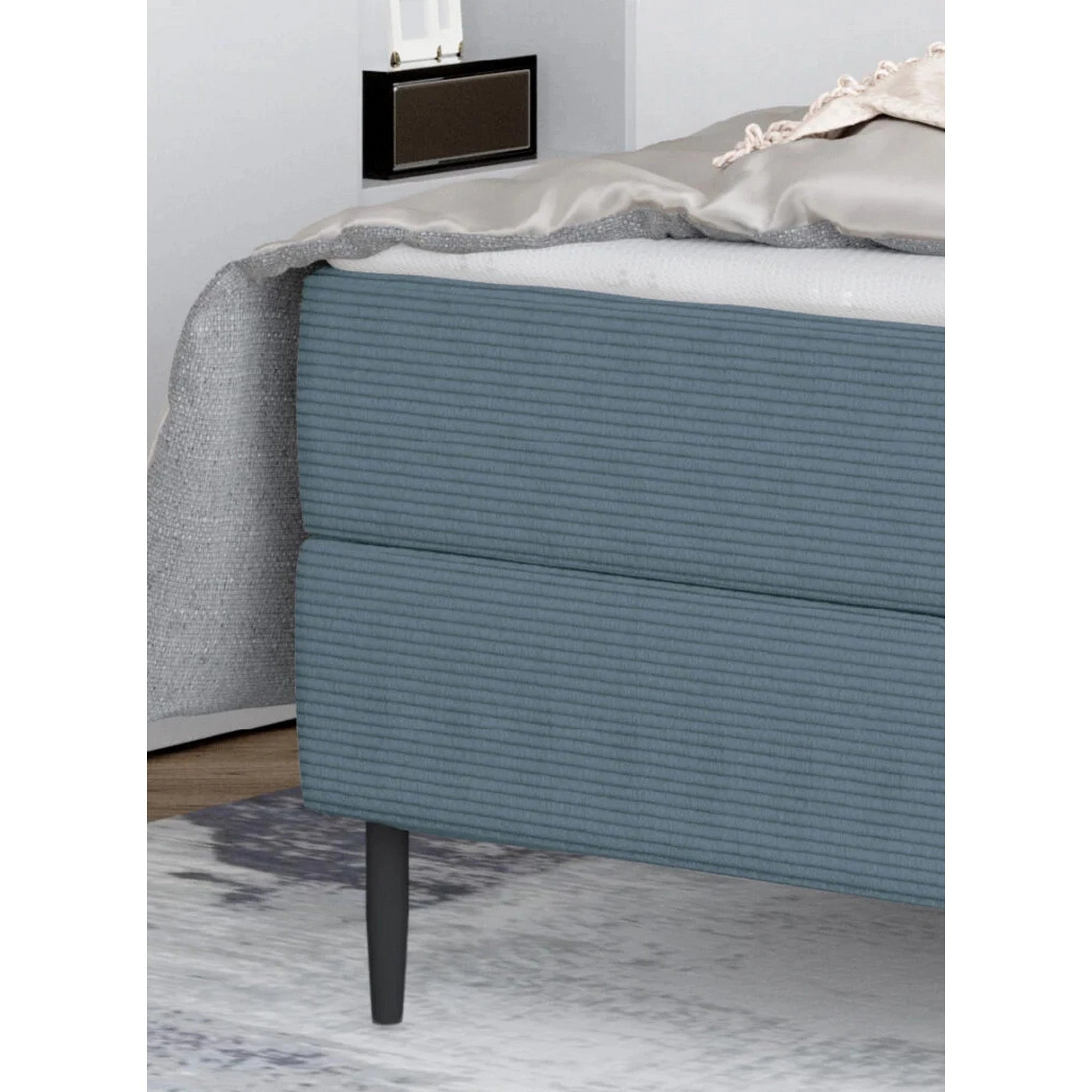 Pat NEPO 120x200, personalizabil materiale gama Oferta Avantaj, cu spatiu depozitare, suport saltea, saltea si topper