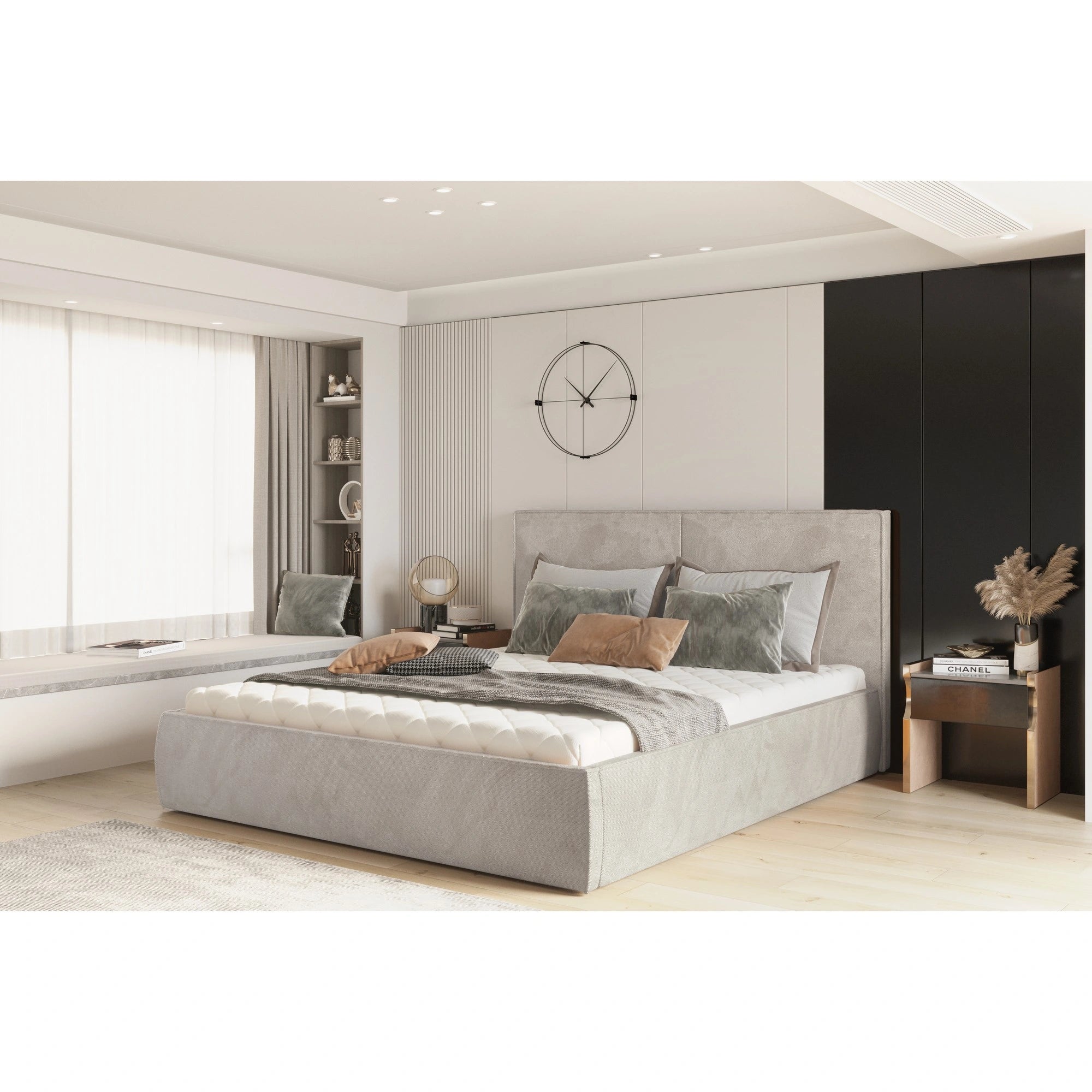 Pat NICOLE 180x200, personalizabil materiale gama Oferta Avantaj, cu somiera metalica, lada depozitare si pistoane