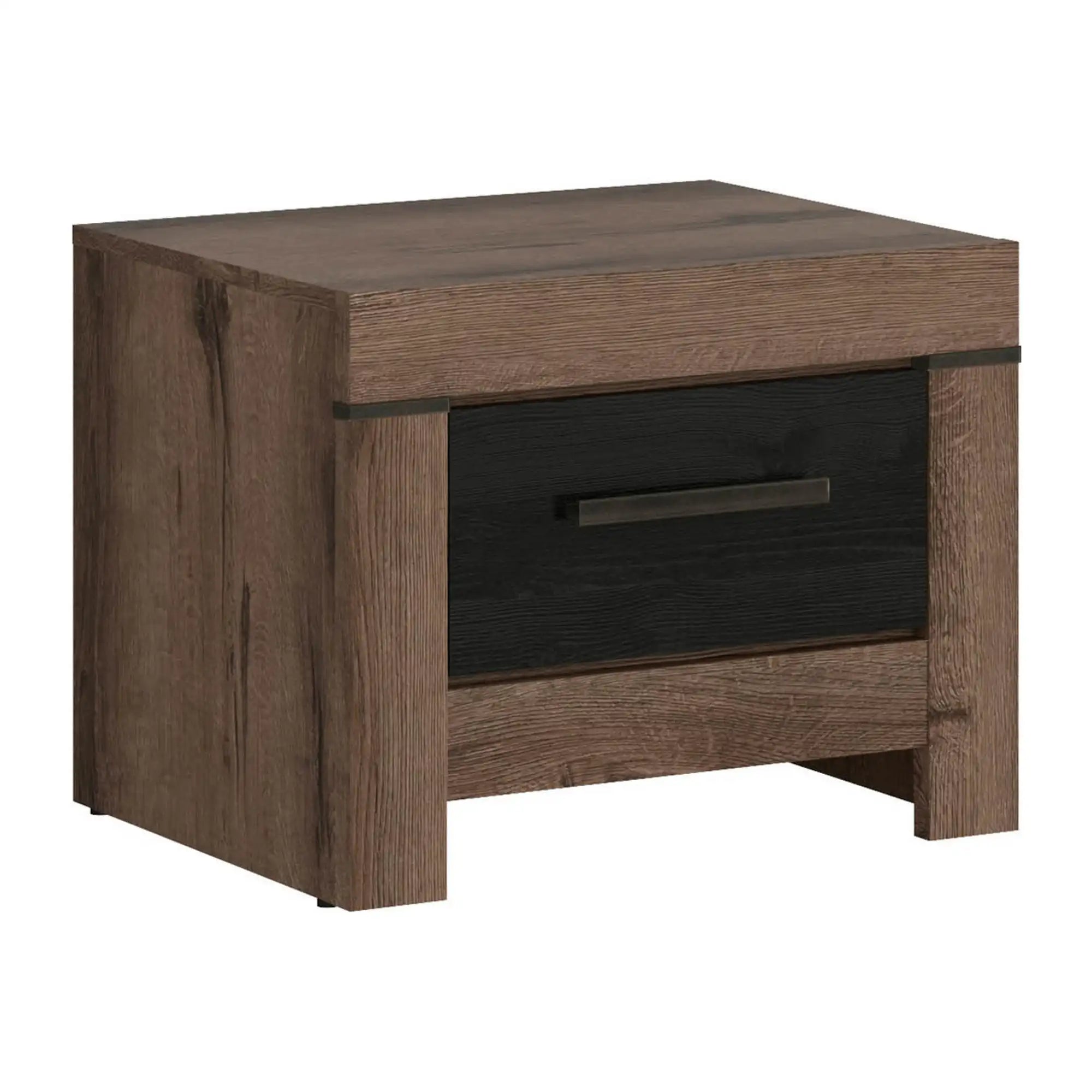 Noptiera BALIN, stejar/negru, PAL, 57x45x45 cm