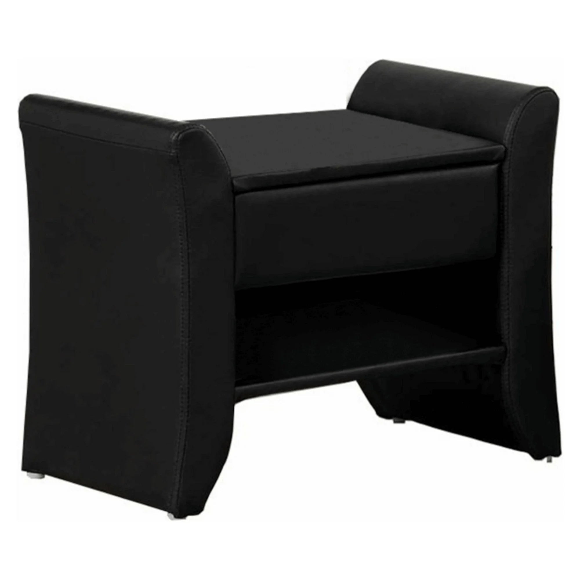 Noptiera BOLTON, negru, piele ecologica, 47x37x44 cm