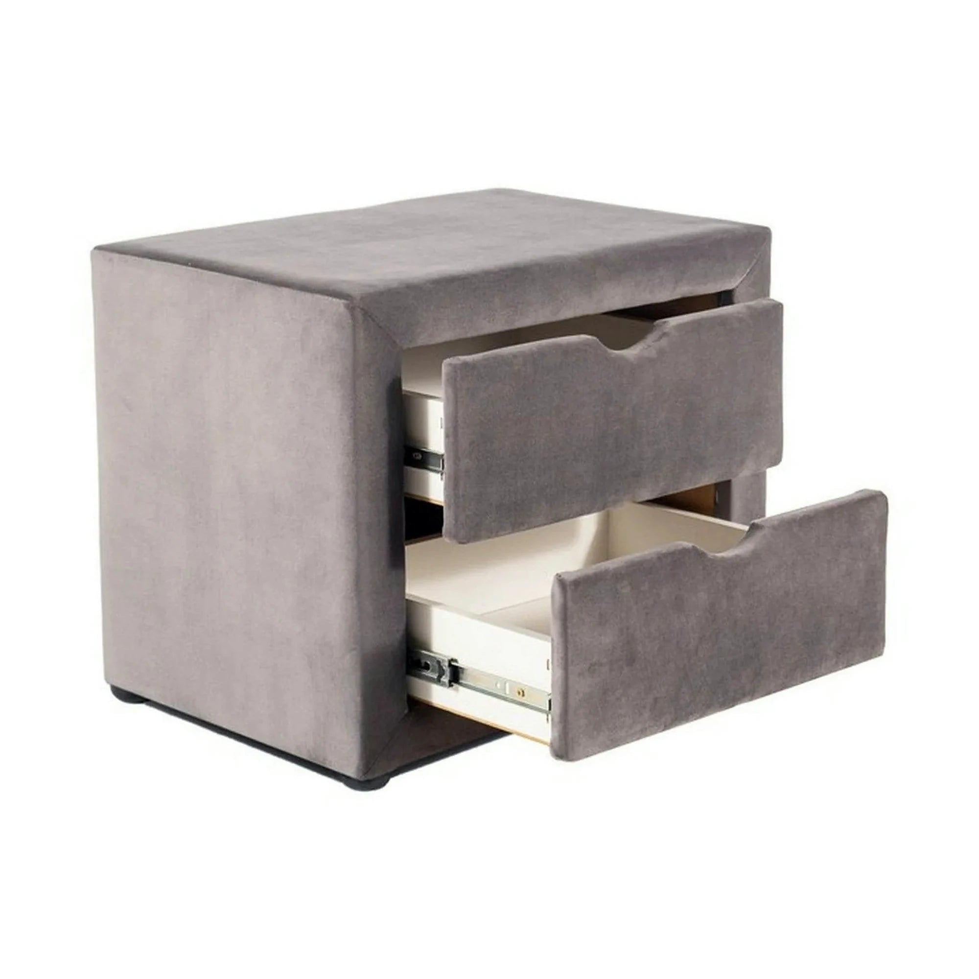 Noptiera ET-002, gri deschis - Bluvel 03, stofa catifelata, 50x35x42 cm
