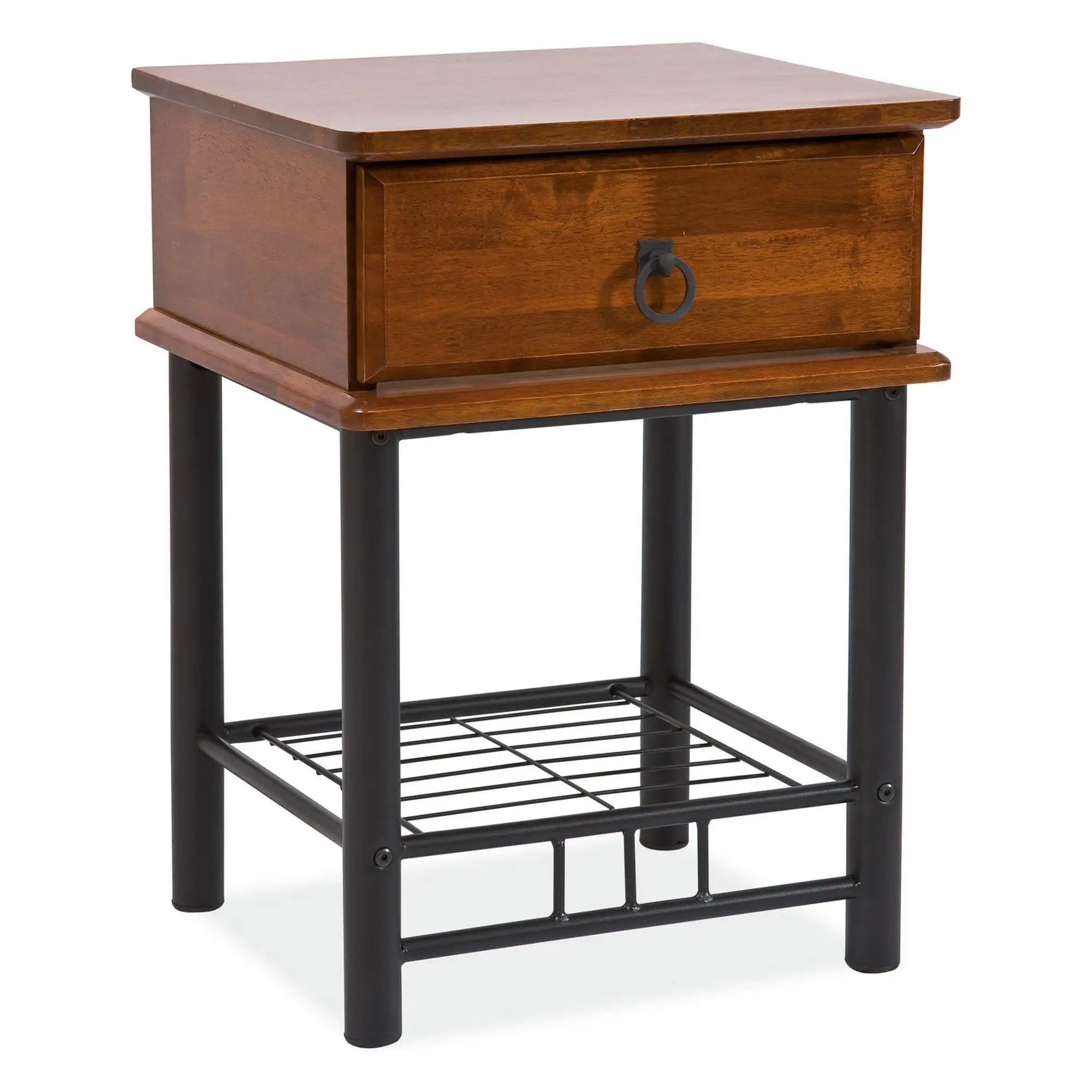 Noptiera ET-747, cires/negru, lemn/fier forjat, 45x40x61 cm