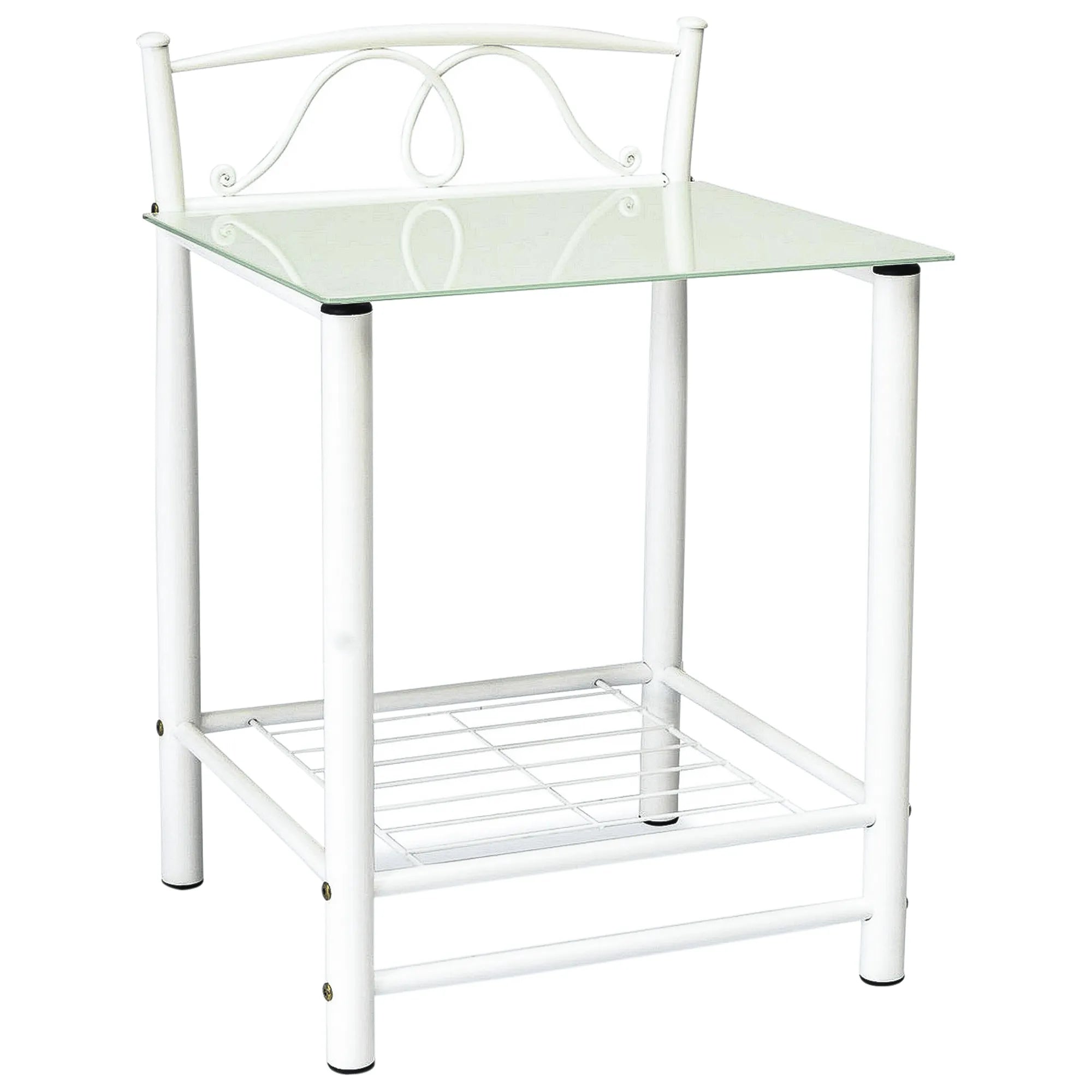 Noptiera ET920, alb, metal/sticla, 49x46x65 cm