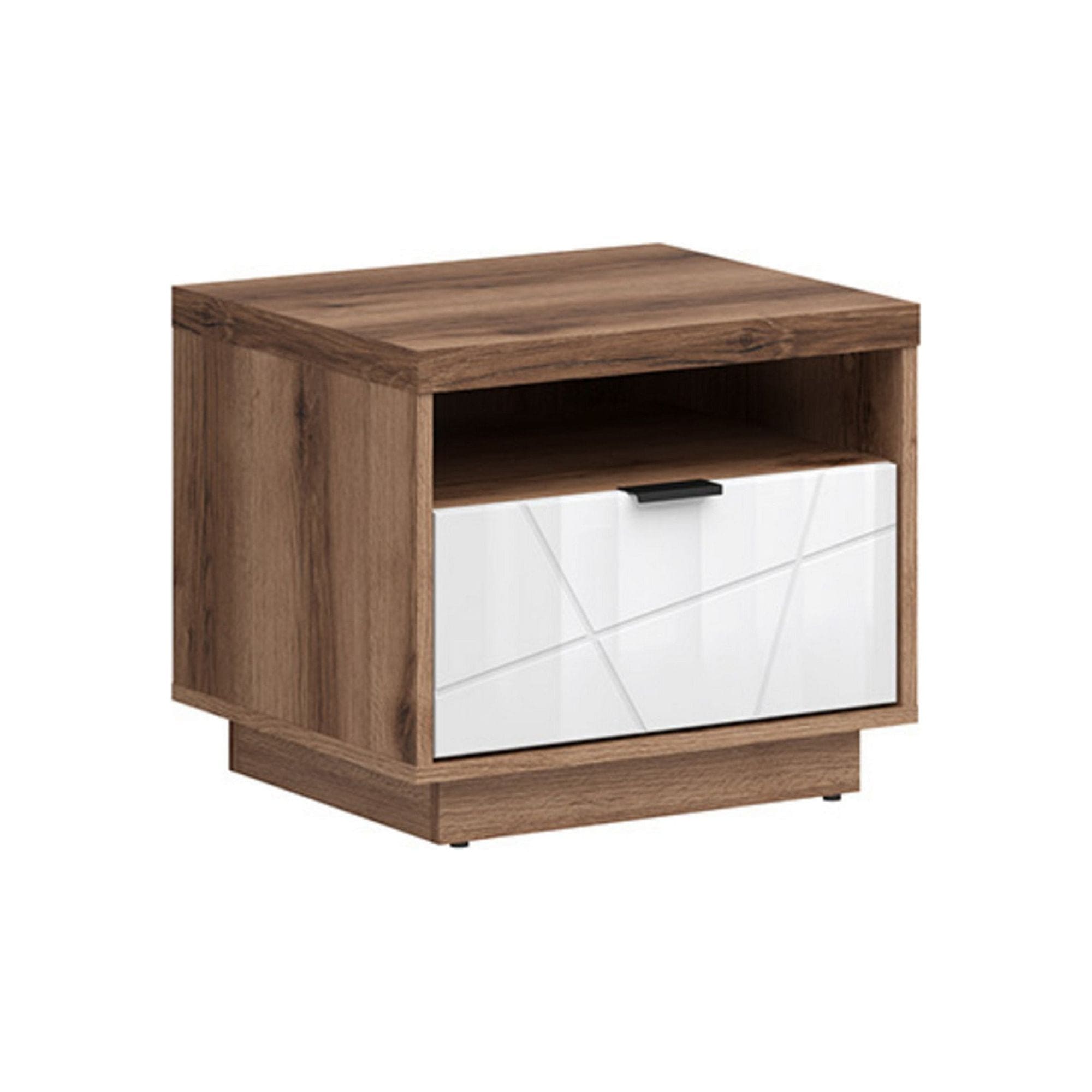 Noptiera FORN, nuc/alb lucios, PAL melaminat, 50x43x43 cm