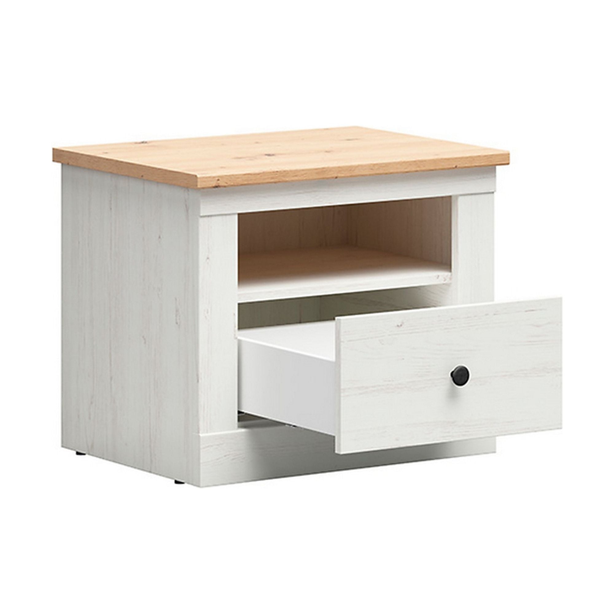 Noptiera FRIJA, stejar artisan/crem, PAL melaminat, 58x44x48 cm