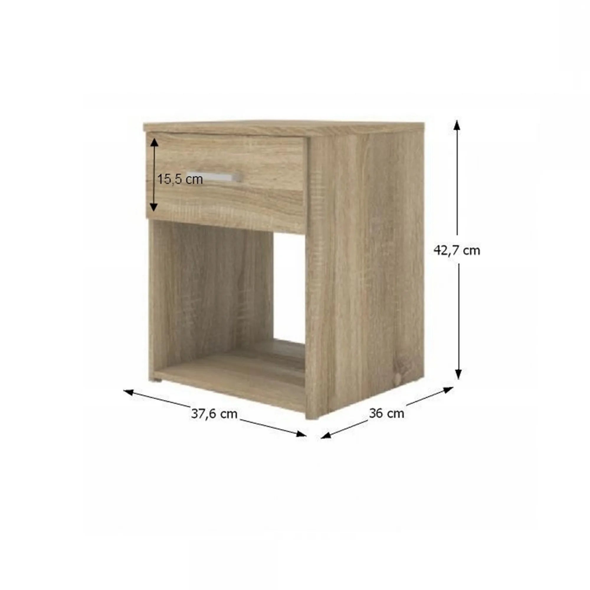 Noptiera GARBO, stejar sonoma, PAL melaminat, 38x36x43 cm