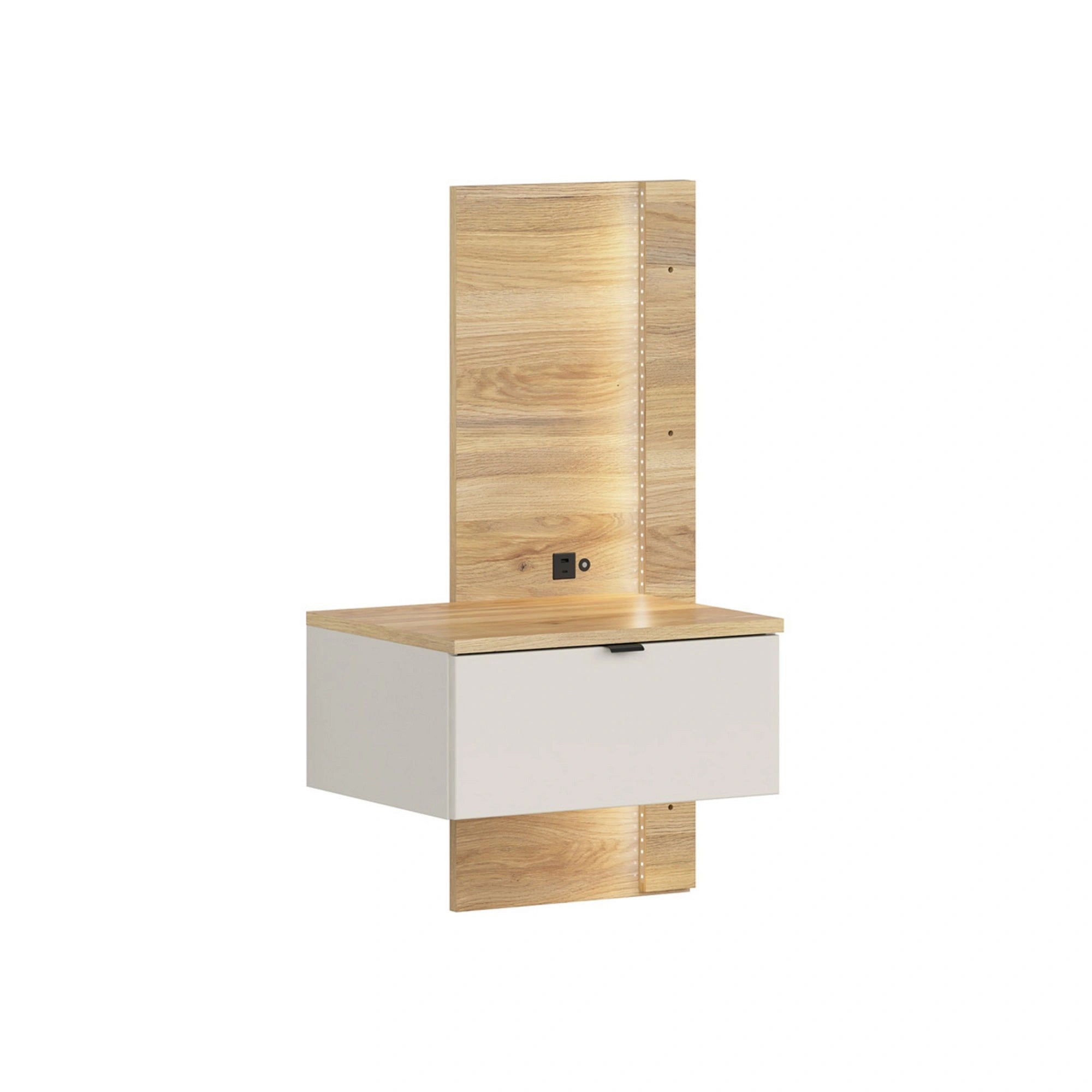 Noptiera GLAMOUR, stejar/casmir, PAL, pe partea stanga, 50x42x98 cm