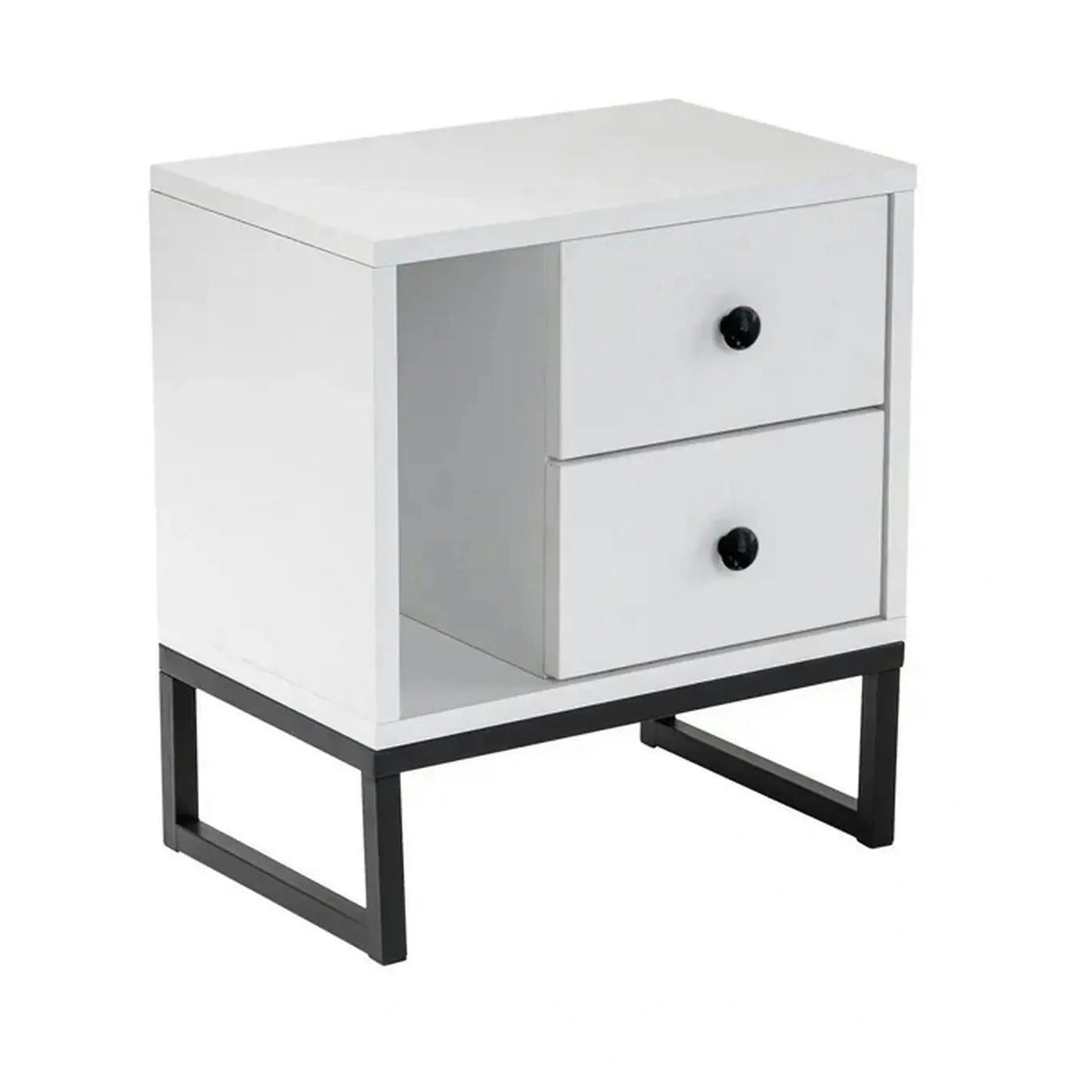 Noptiera GLIMMER, alb/negru, PAL/metal, 46x30x50 cm