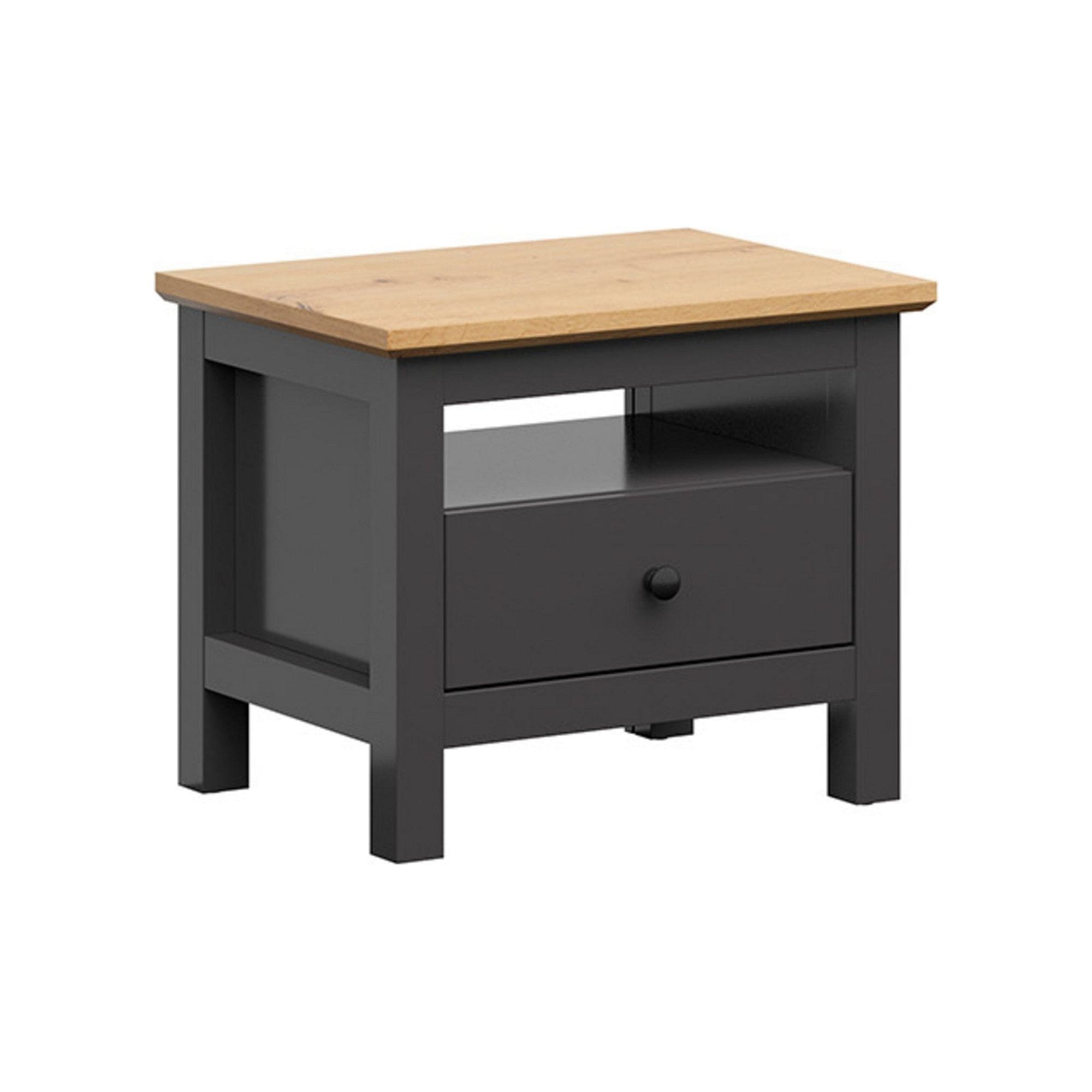 Noptiera HESEN, gri grafit/stejar artisan, PAL melaminat, 60x44x50 cm