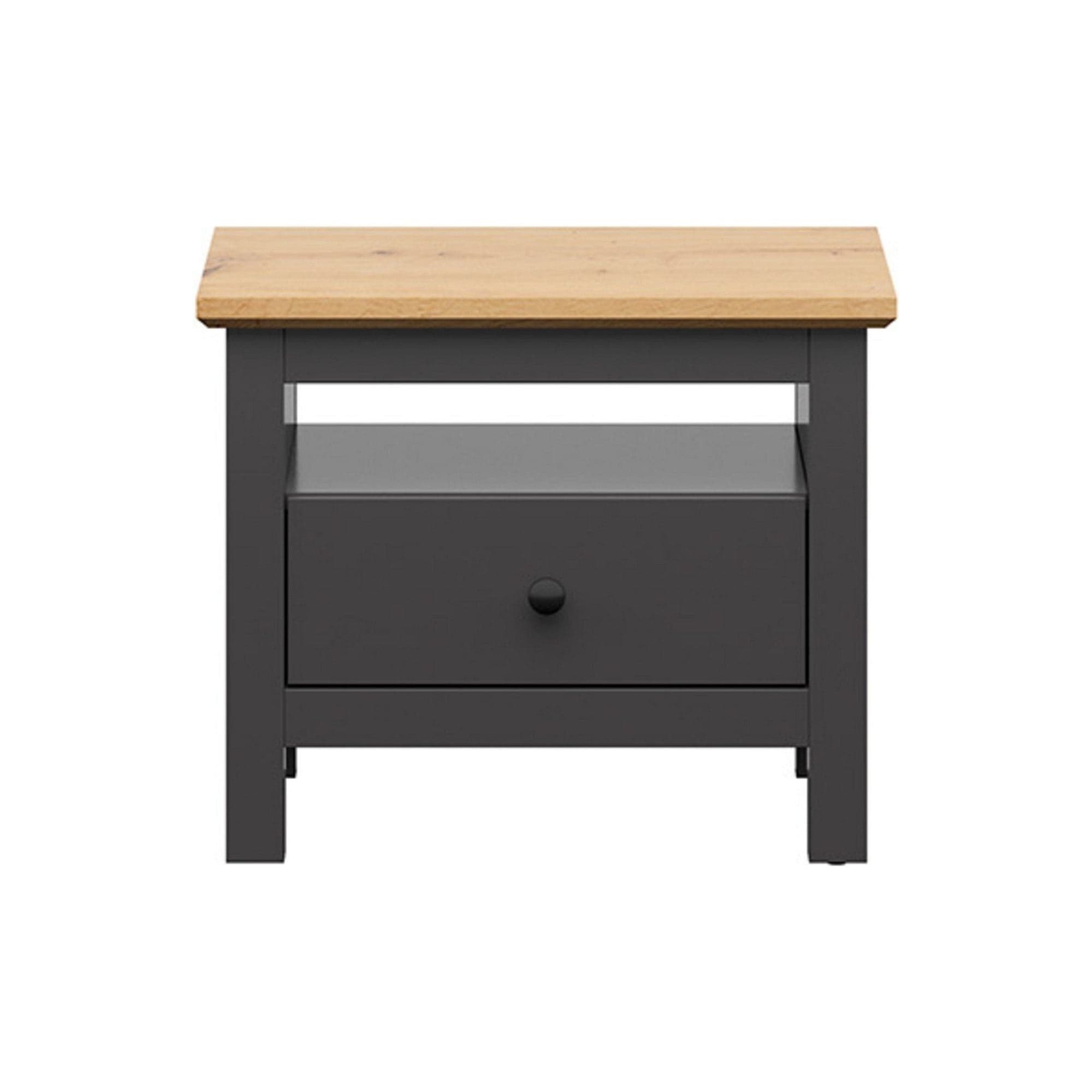 Noptiera HESEN, gri grafit/stejar artisan, PAL melaminat, 60x44x50 cm