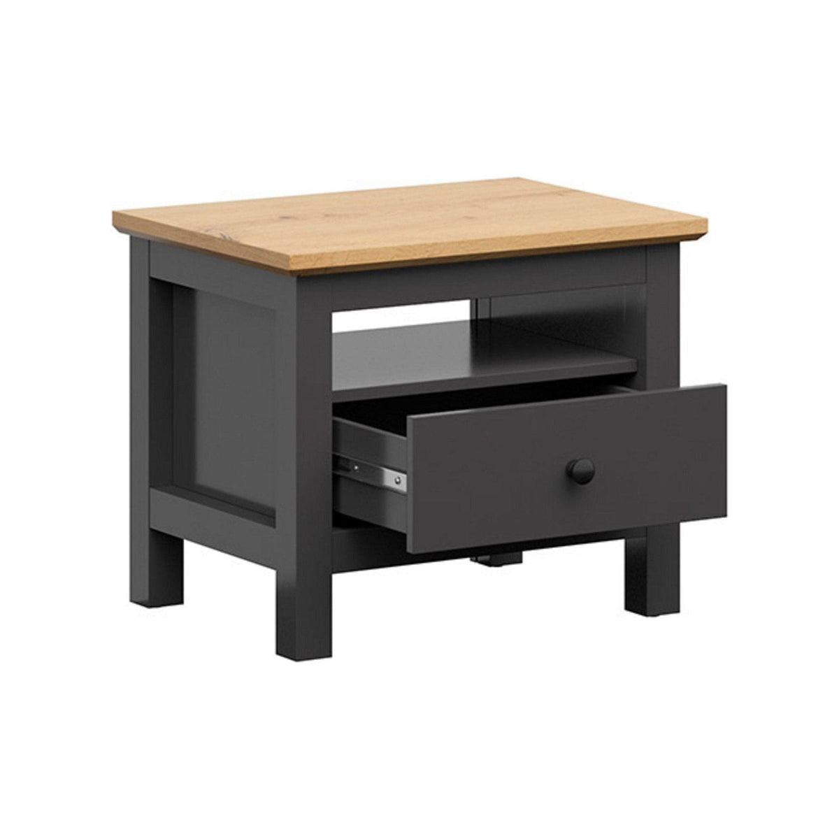 Noptiera HESEN, gri grafit/stejar artisan, PAL melaminat, 60x44x50 cm